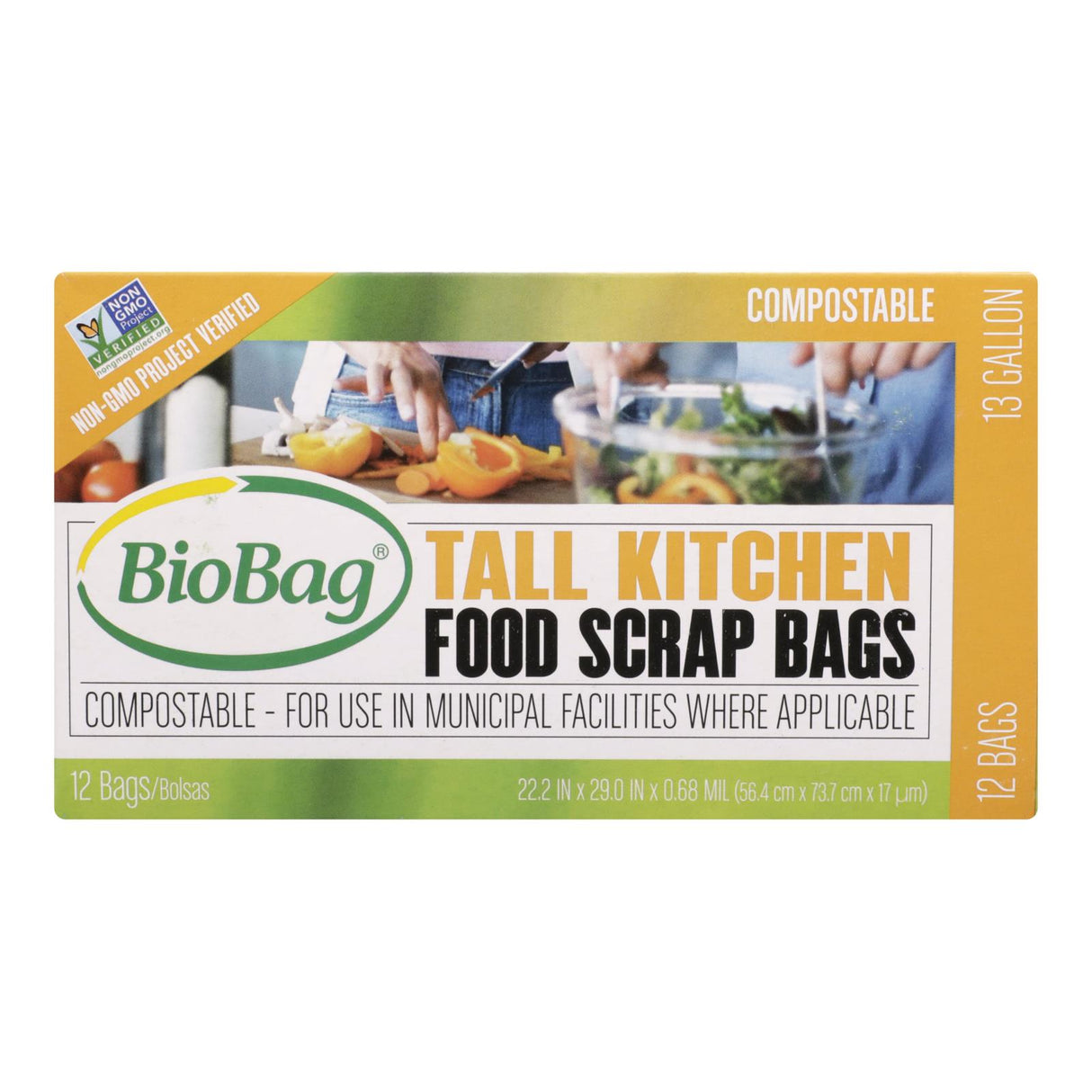 Biobag 13 Gallon Tall Food Waste Bags: Keeps Food Fresh, Compostable (Pack of 12) - Cozy Farm
