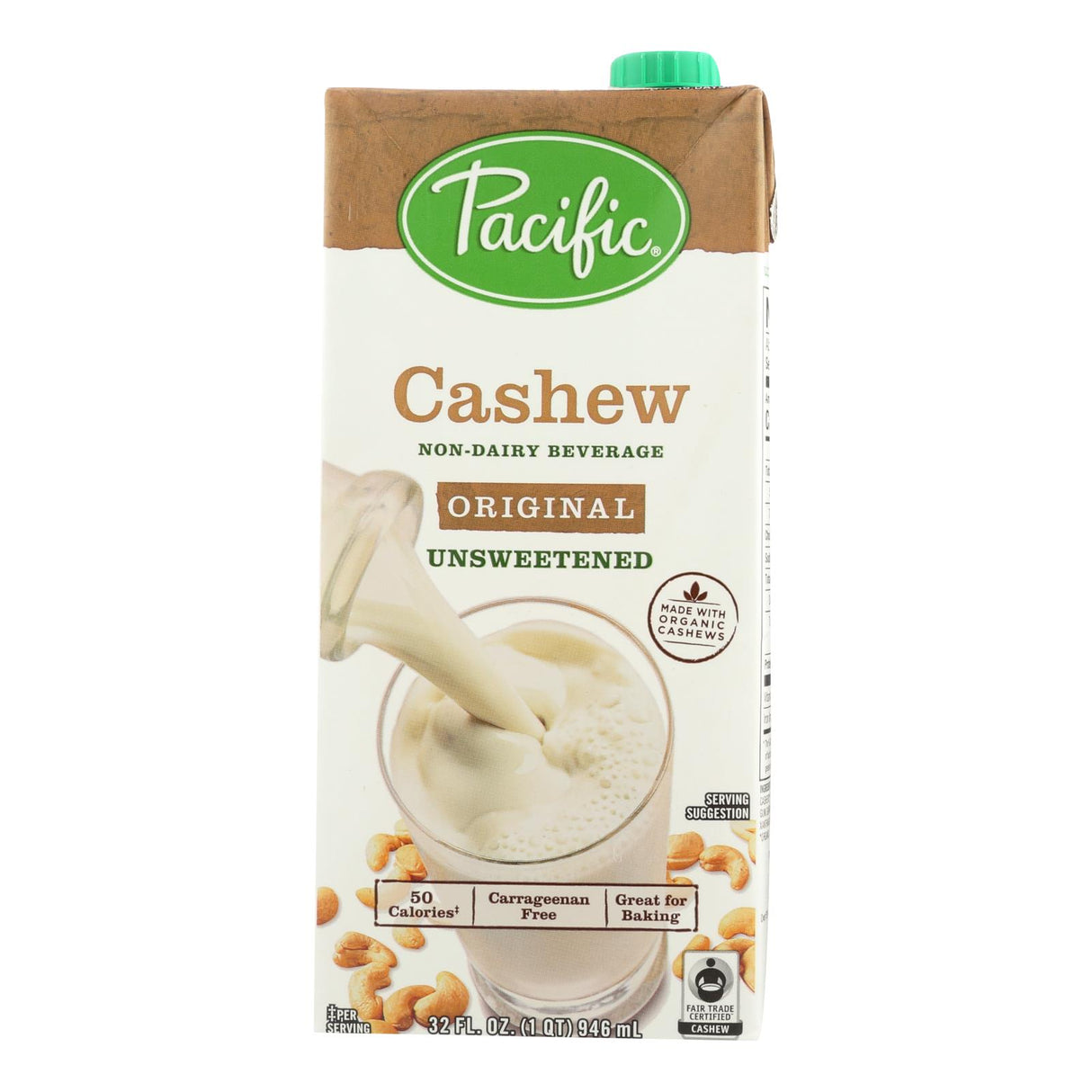 Pacific Natural Foods Organic Cashew Beverage, Unsweetened, 32 Fl Oz Per Bottle (Pack of 6) - Cozy Farm