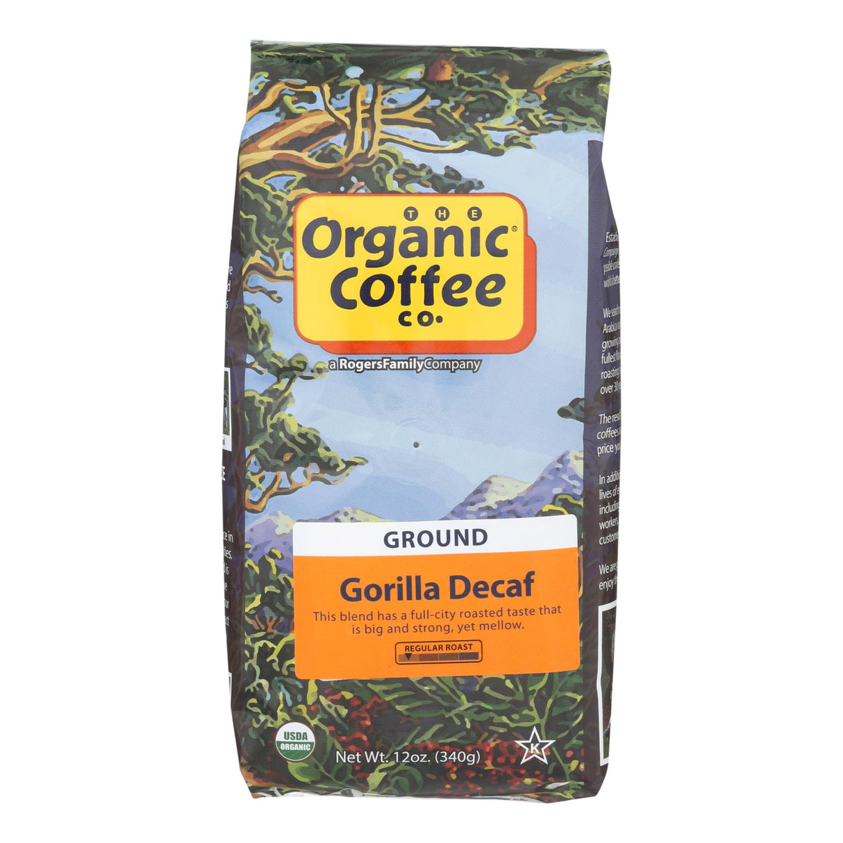 Organic Coffee Co. Gorilla Decaf Ground Coffee, Regular Roast (6 - 12 Oz. Bags) - Cozy Farm