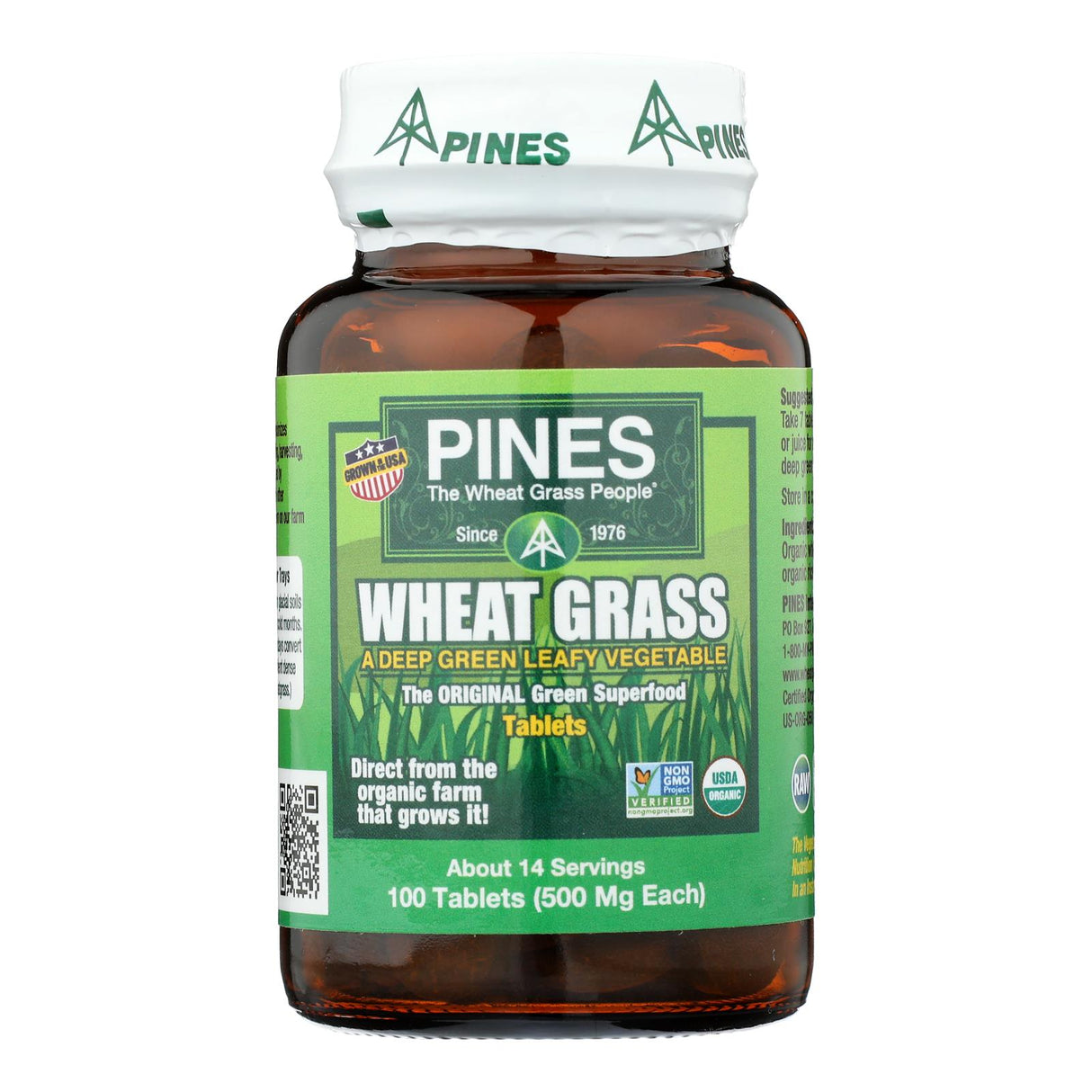 Pines International 500mg Organic Wheatgrass Tablets (Pack of 100) - Cozy Farm