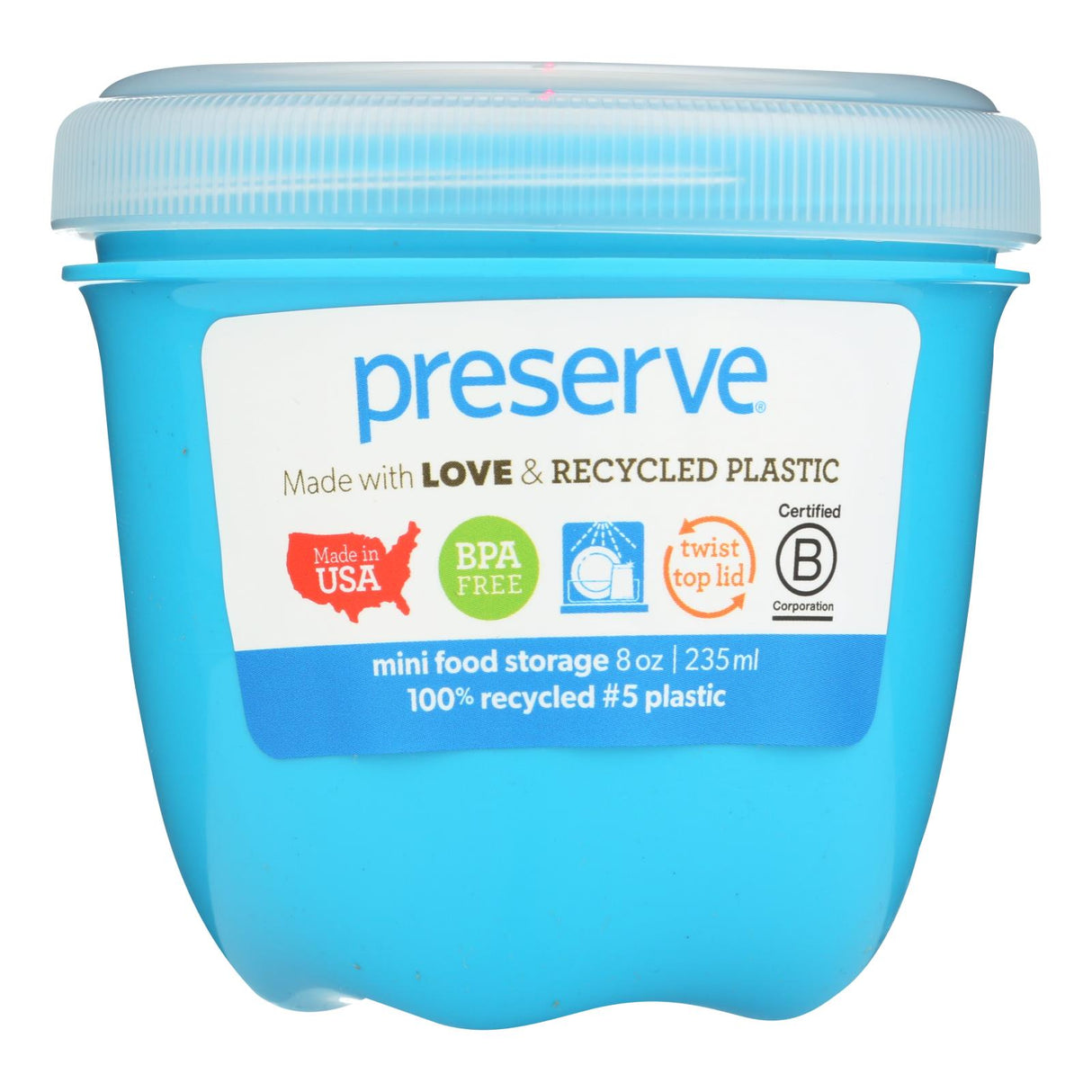 Preserve Mini Round .aqua Food Storage Container - 8 Oz, 1 Count - Cozy Farm