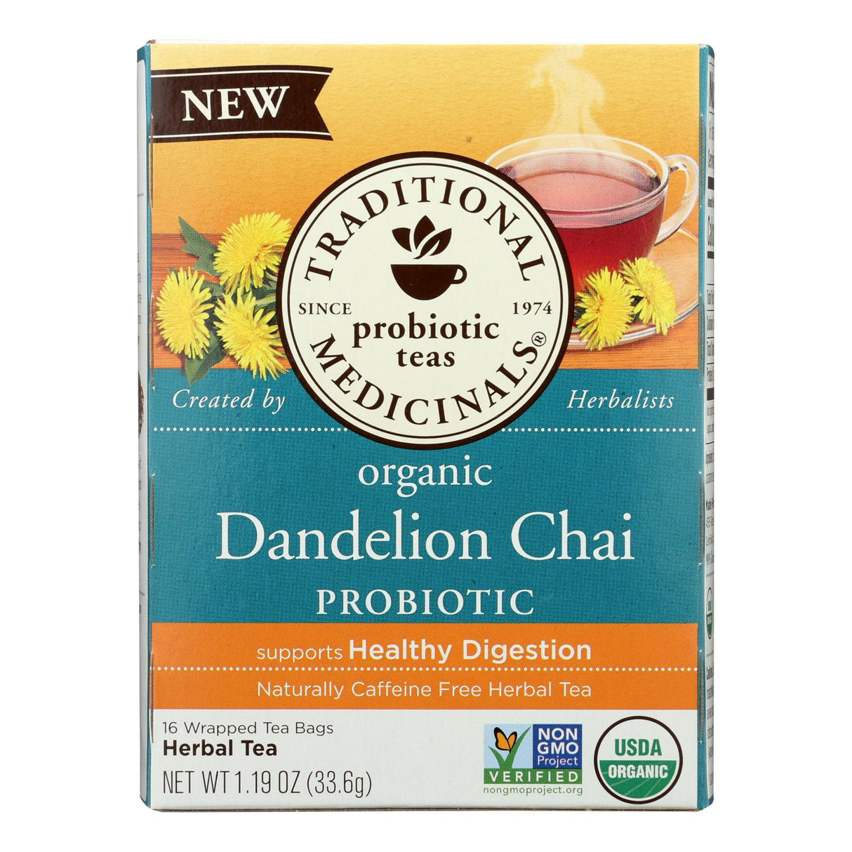 Traditional Medicinals Dandelion Probiotic Tea (6 x 16 Bags) - Cozy Farm
