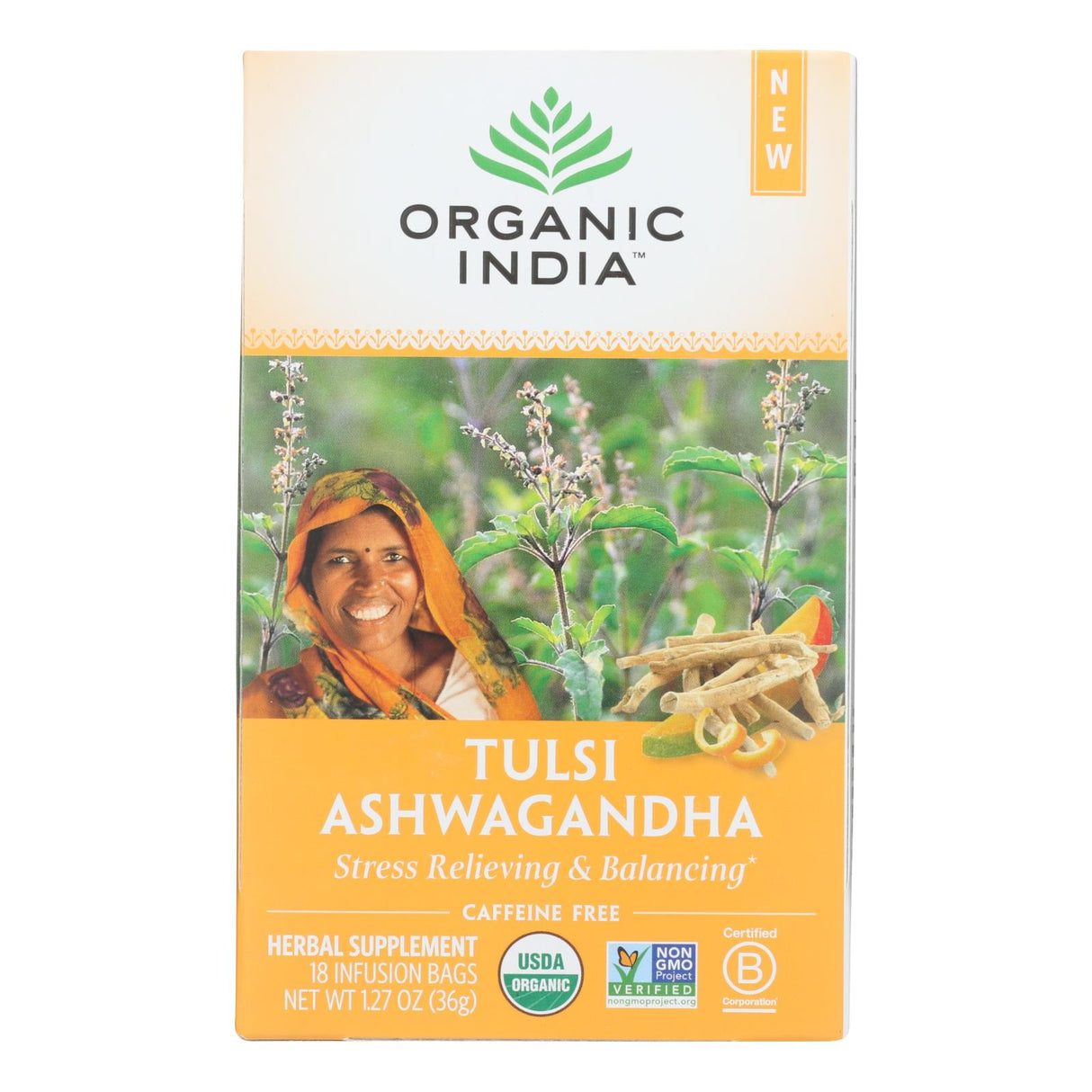 Organic India Ashwagandha Capsules, 18 Ct., Pack of 6 - Cozy Farm