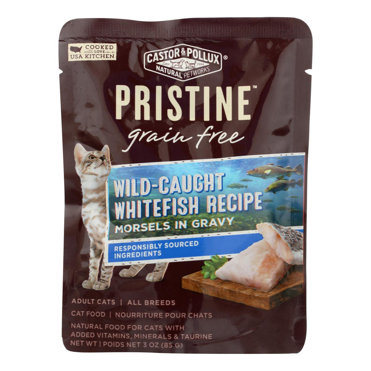 Castor and Pollux Grain-Free Wild Whitefish Morsels for Cats (Pack of 24 - 3 oz.) - Cozy Farm