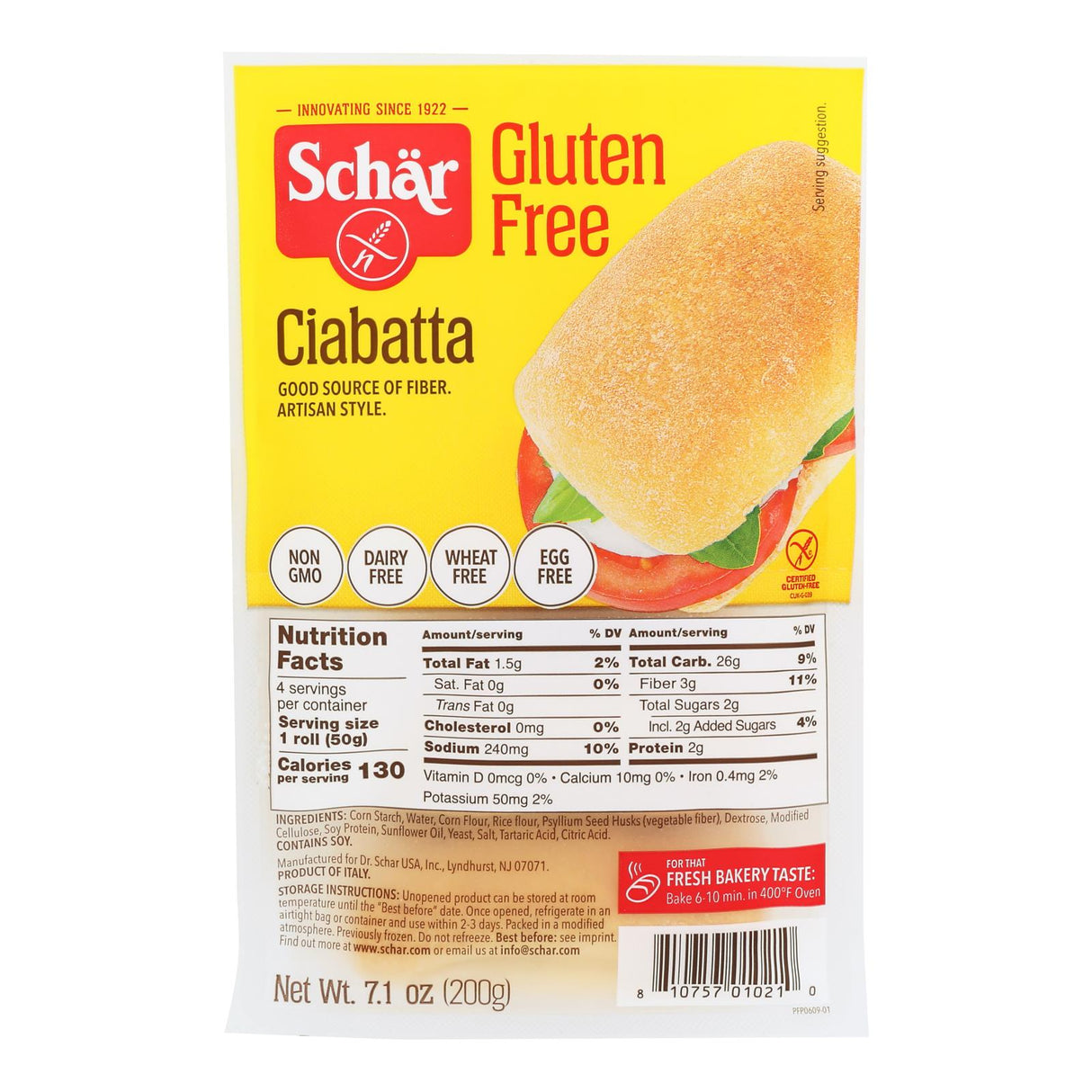 Schar Gluten Free Ciabatta Rolls (Pack of 5) - Cozy Farm