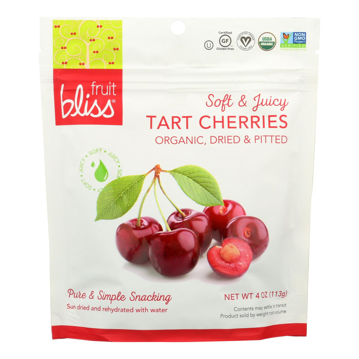 Fruit Bliss Organic Tart Dried Cherries: Healthful Sweetness in Every 4 Oz. Pack (Pack of 6) - Cozy Farm