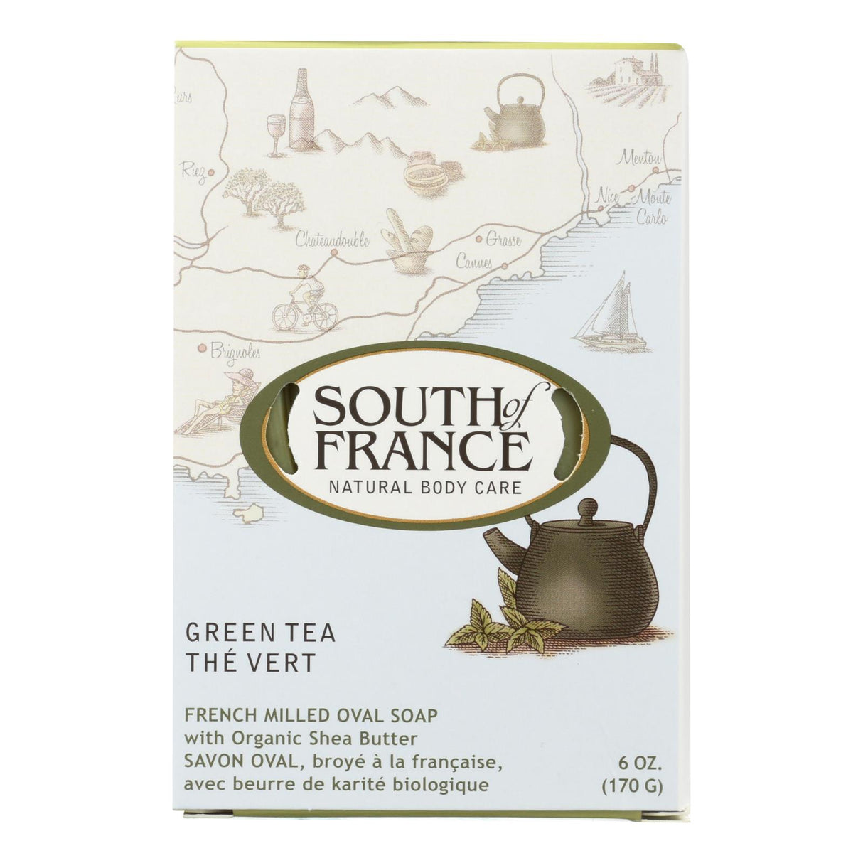 South of France Green Tea Nourishing Bar Soap, 6 Oz - Cozy Farm