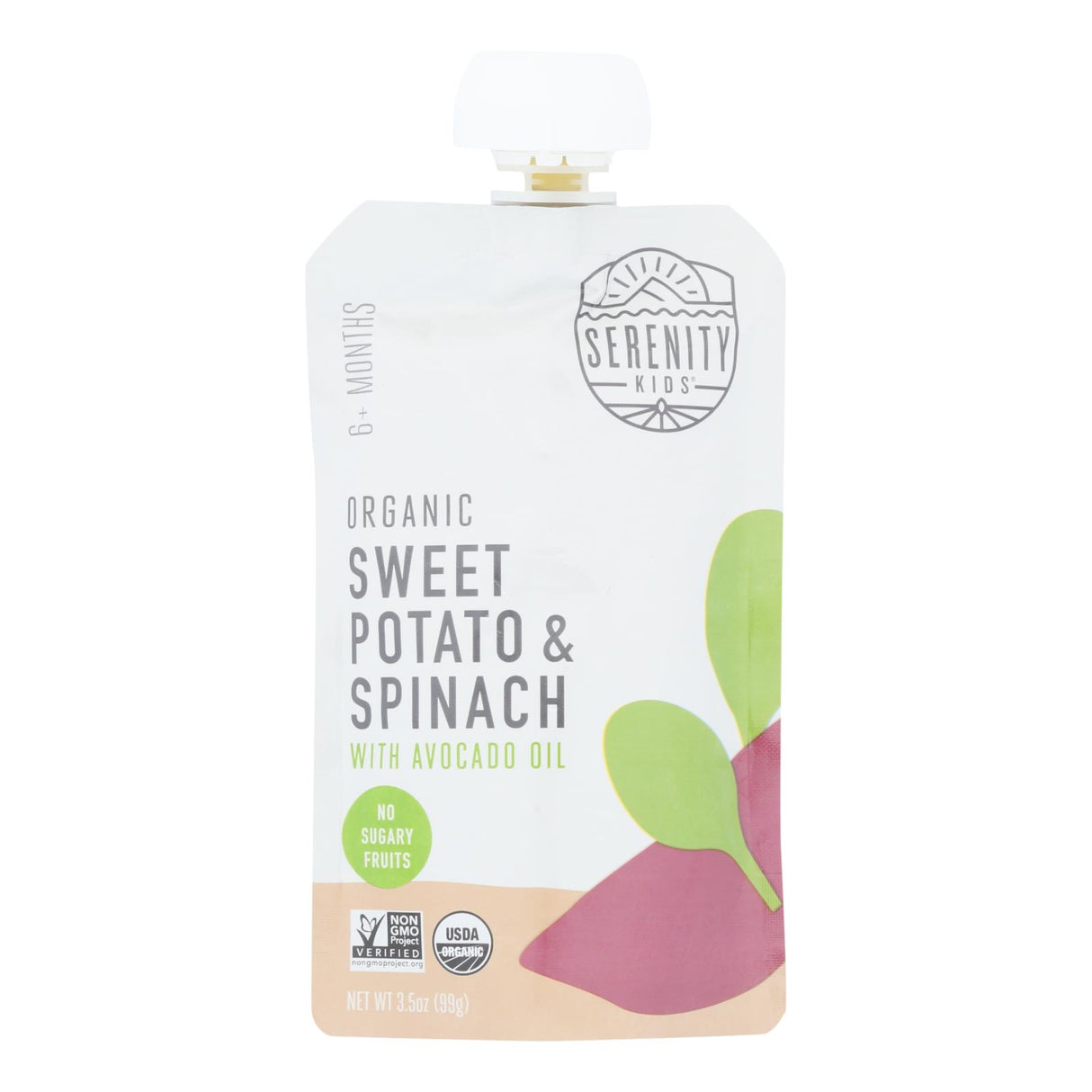 Serenity Kids Spinach Sweet Potato Puree Pouch (Pack of 6) - 3.5 Oz. - Cozy Farm