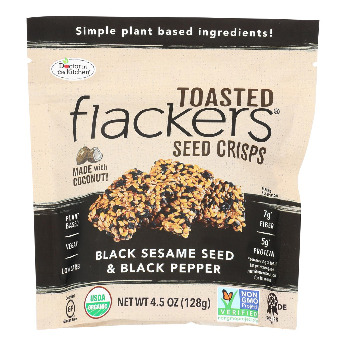 Dr. In The Kitchen Black Sesame Pepper Flackers (Pack of 6 - 4.5oz) - Cozy Farm