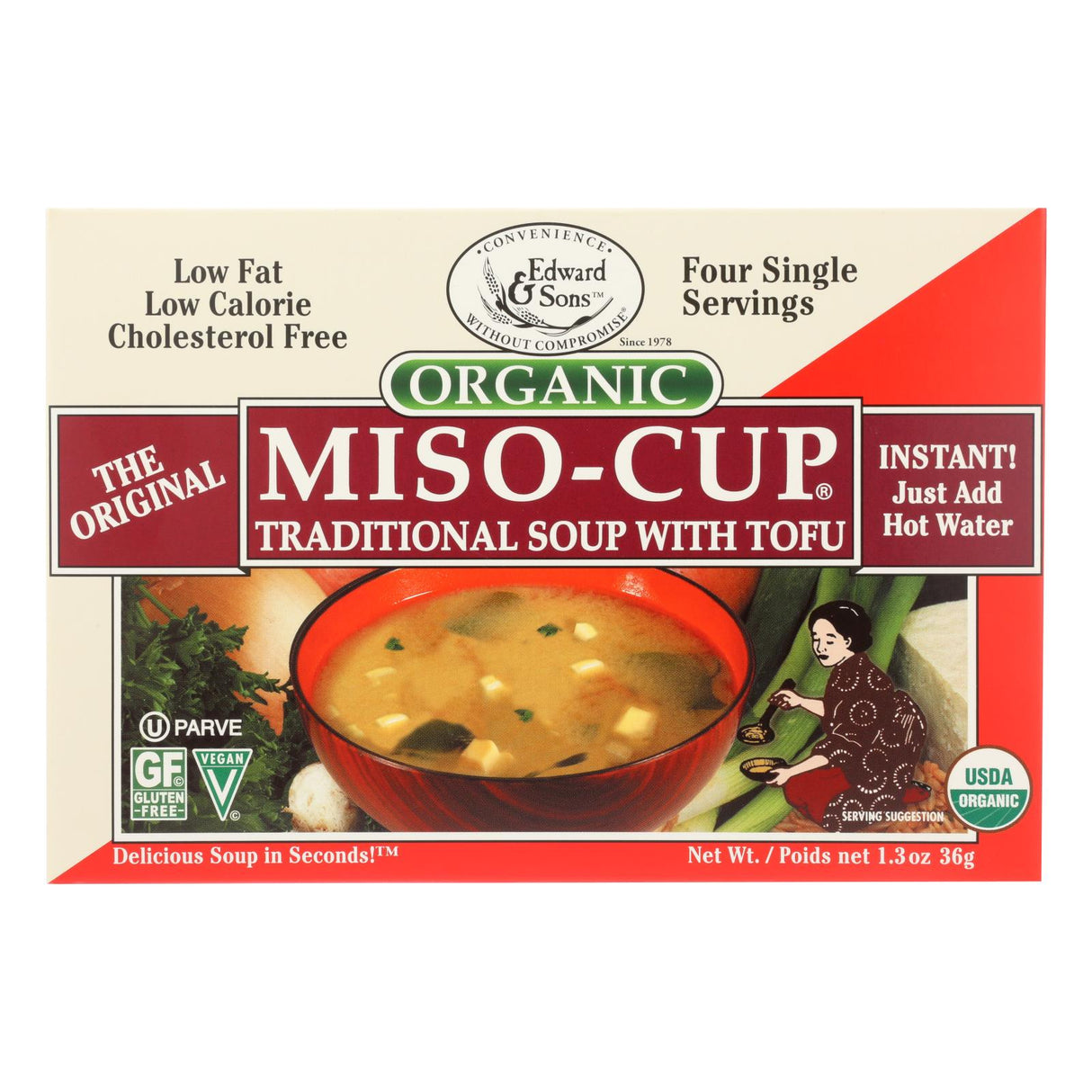 Edward And Sons USDA Organic Traditional Miso Cup (12-Pack, 1.3 Oz Each) - Cozy Farm