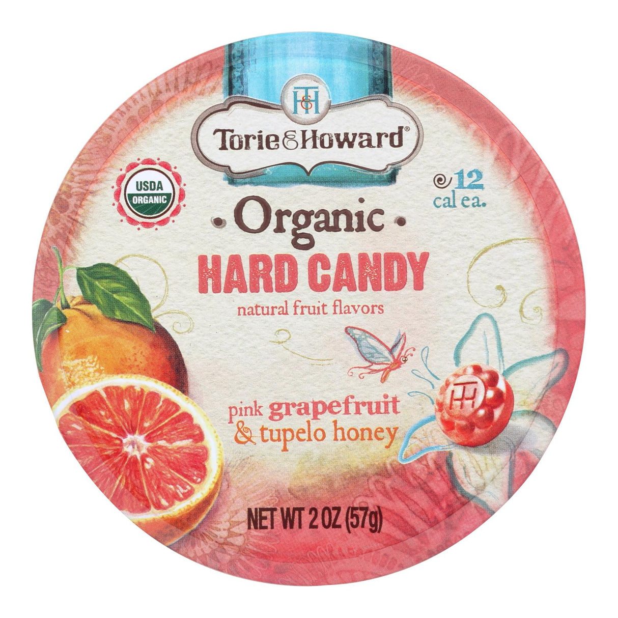 Torie & Howard Organic Pink Grapefruit & Tupelo Honey Hard Candy (8 - 2 Oz) - Cozy Farm
