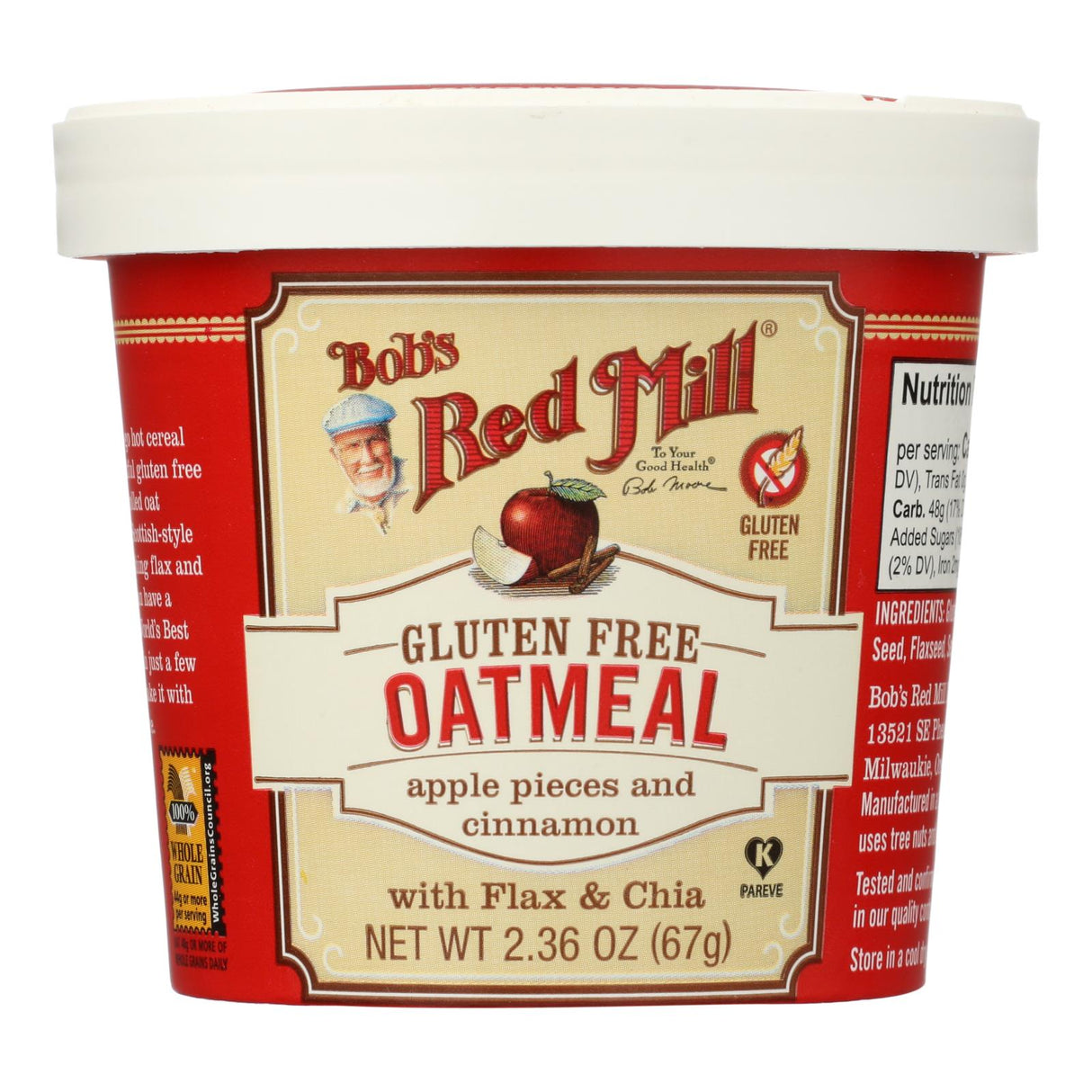 Bob's Red Mill Gluten-Free Oatmeal Cup, Apple & Cinnamon, 2.36 oz, 12-Pack - Cozy Farm