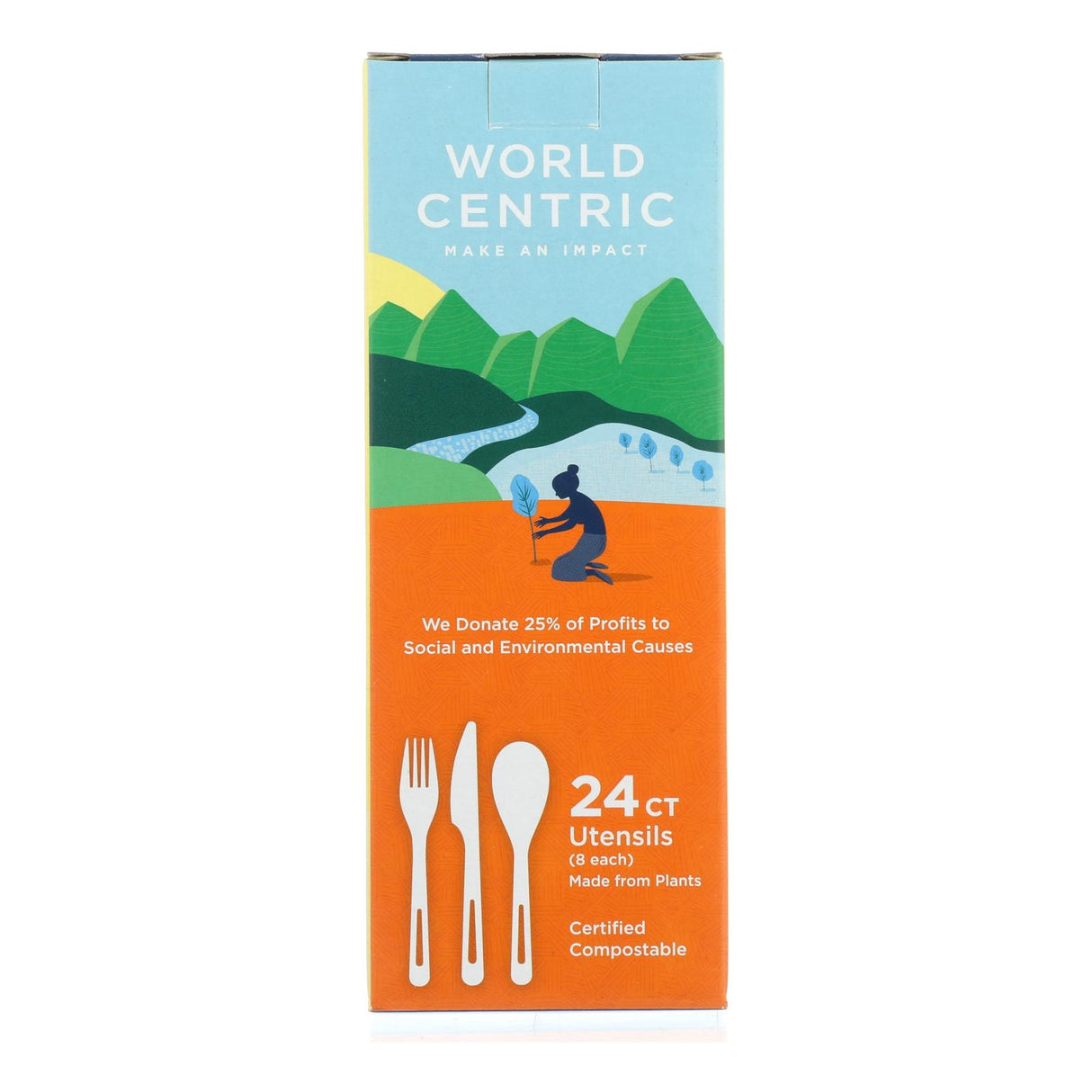World Centric Compostable Flatware Made from Assorted Corn Starch (Pack of 12 - 24ct) - Cozy Farm