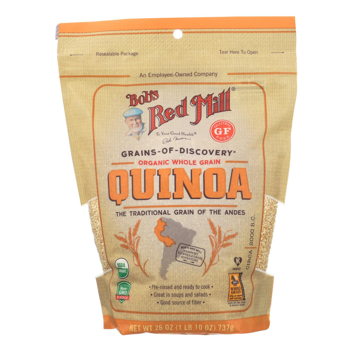Bob's Red Mill Organic Quinoa, 4 Pack, 26 Oz. Bags (Quinoa, Gluten-Free Grains) - Cozy Farm