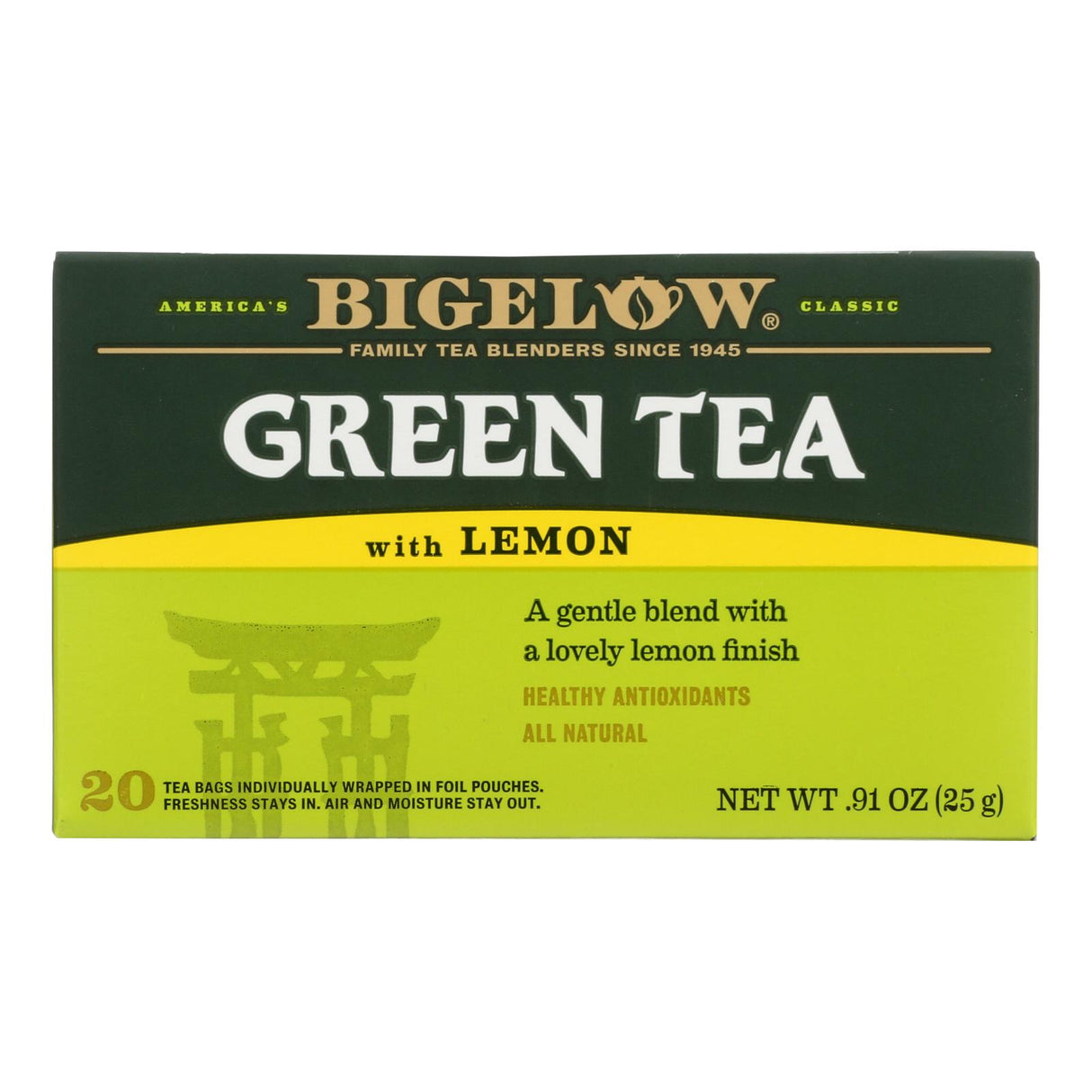 Bigelow Tea Lemon Green Tea, 6 Pack - 20 Tea Bags - Cozy Farm