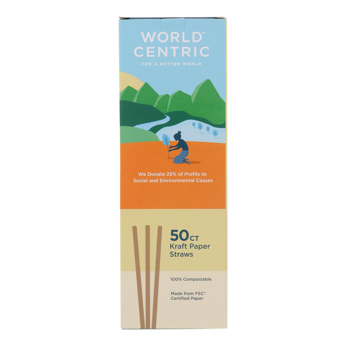 World Centric Compostable Straws - 50 Ct. Pack of 24 - Cozy Farm