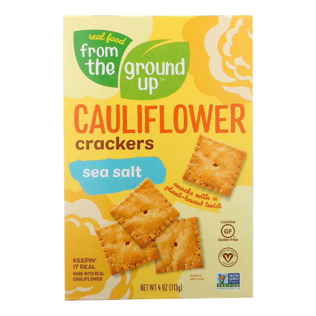 From The Ground Up Cauliflower Crackers Original, Pack of 6 - 4 Oz. - Cozy Farm