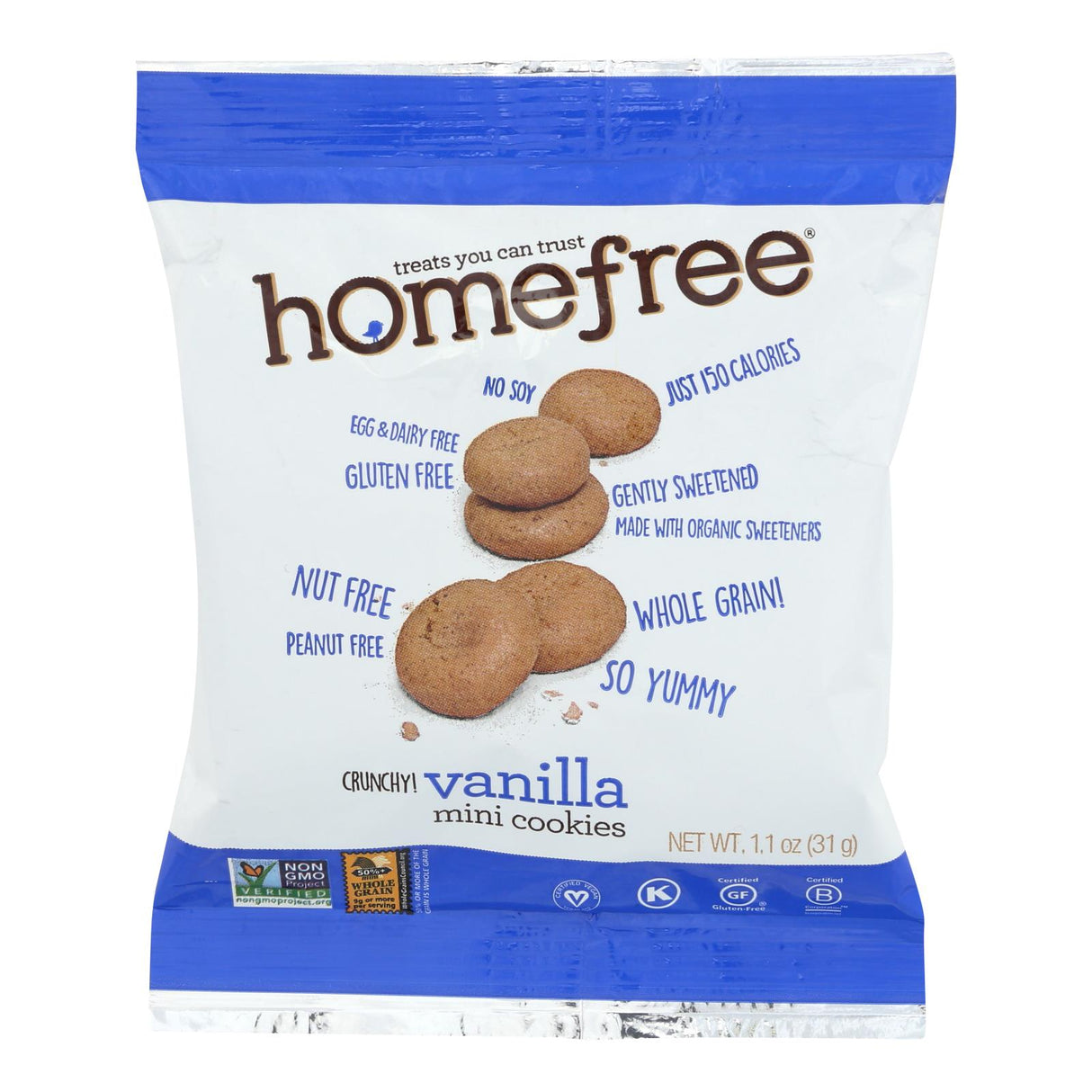 Homefree Gluten-Free Vanilla Mini Cookies, 1.1 Oz. Pack of 10 - Cozy Farm