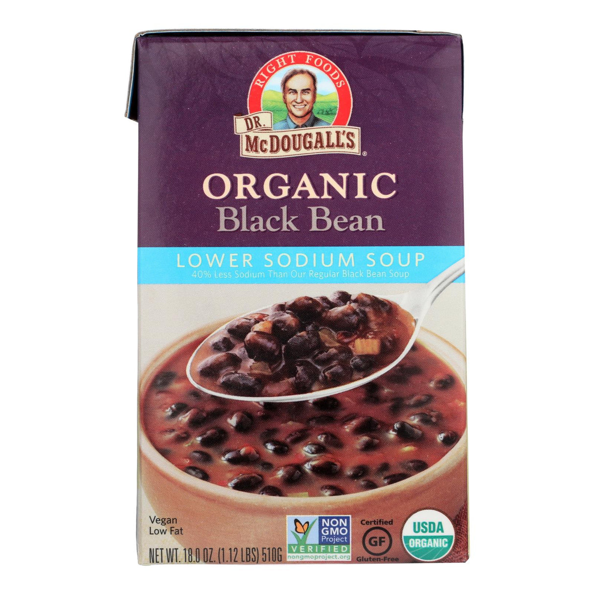 Dr. McDougall's Low Sodium Organic Black Bean Soup (Pack of 6 - 18 Oz.) - Cozy Farm