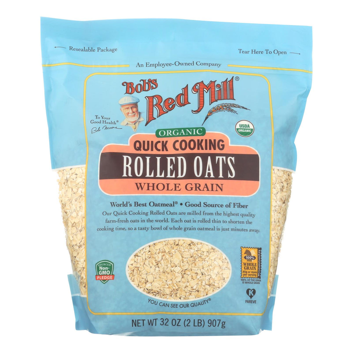 Bob's Red Mill Organic Quick-Cooking Rolled Whole Grain Oats, 32 Oz, 4-Pack - Cozy Farm