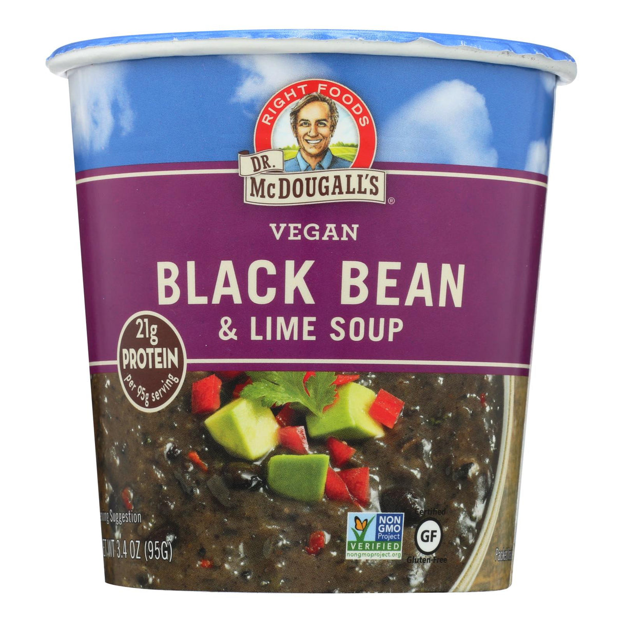 Dr. McDougall's Vegan Black Bean and Lime Soup, 6 x 3.4 oz Cups - Cozy Farm