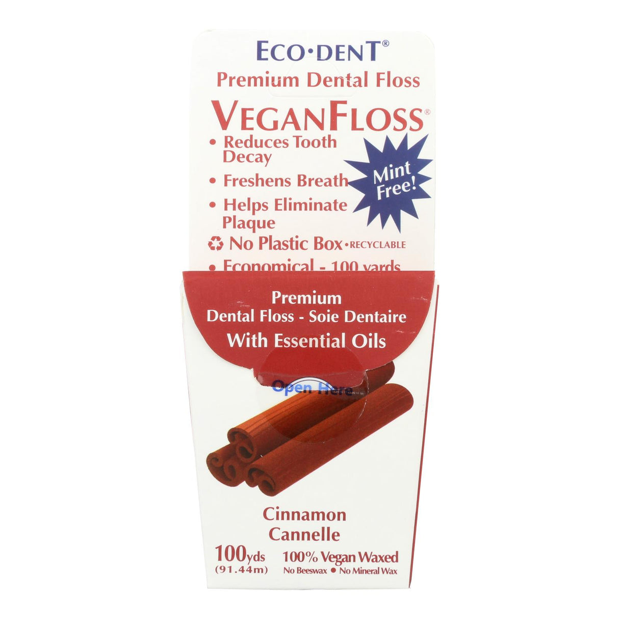 Eco-Dent Premium Veganfloss Cinnamon Flavor Dental Floss, 100-Yard Pack of 6 - Cozy Farm