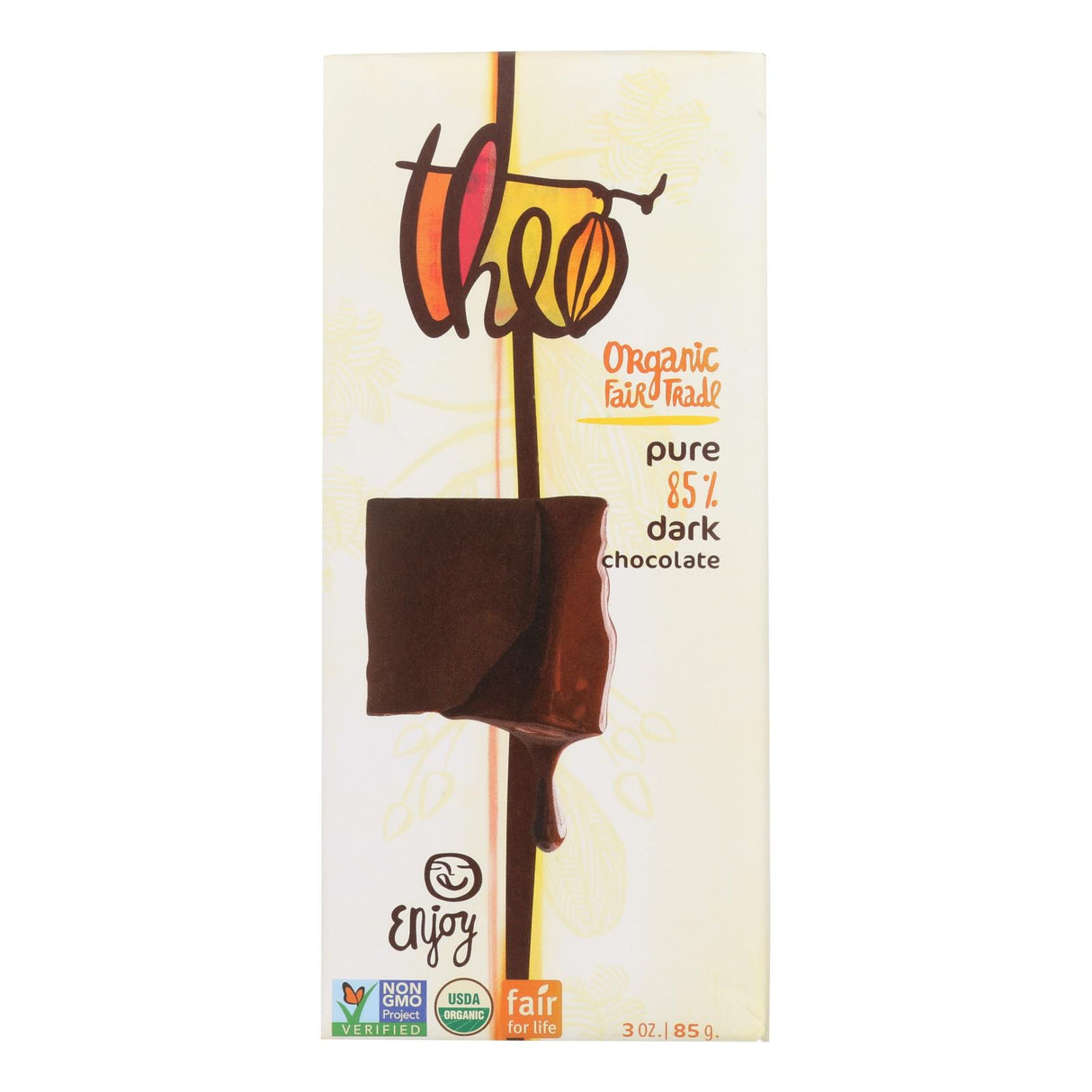 Organic Theo Dark Chocolate Bar (Pack of 12) - Classic 85% Cacao Pure 3 Oz Bars - Cozy Farm