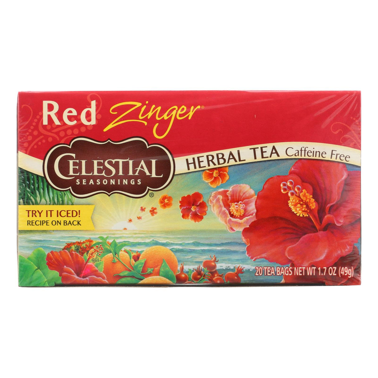 Celestial Seasonings Caffeine-Free Red Zinger Herbal Tea, 120 Tea Bags Total (Pack of 6) - Cozy Farm