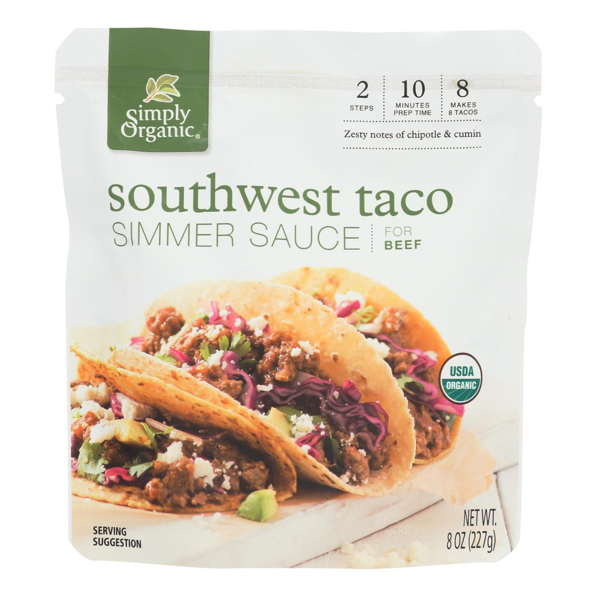 Simply Organic Southwest Taco Simmer Sauce, 8 Oz. Pack of 6 - Cozy Farm