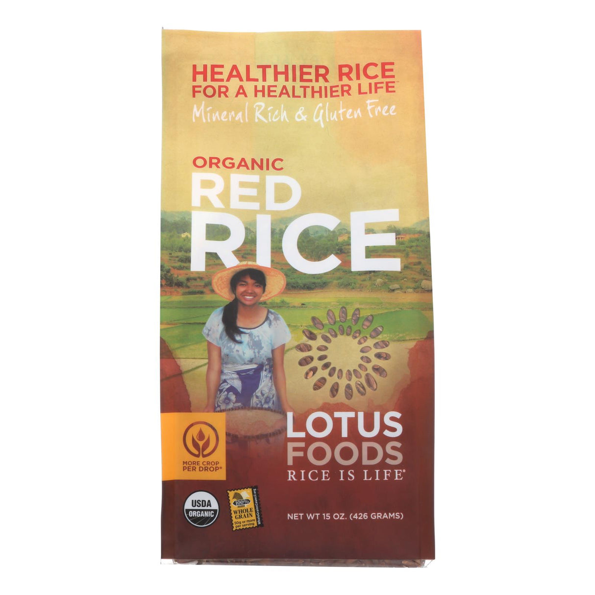 Lotus Foods Heirloom Bhutan Red Rice, Whole Grain, Gluten-Free, Non-GMO (Pack of 6 - 15 Oz.) - Cozy Farm