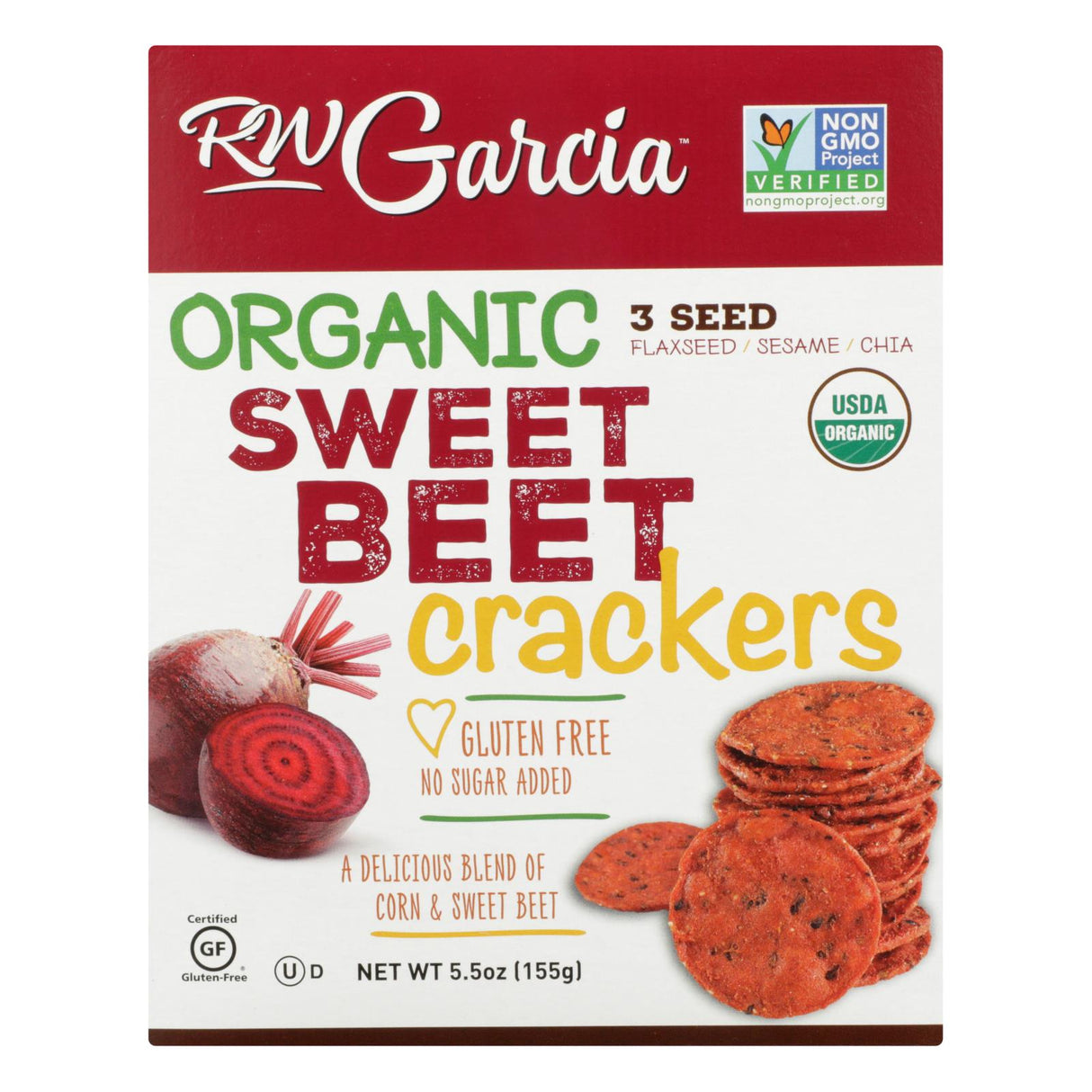 R.W. Garcia Sweet Beet Crackers, 5.5 Oz. (Pack of 6) - Cozy Farm