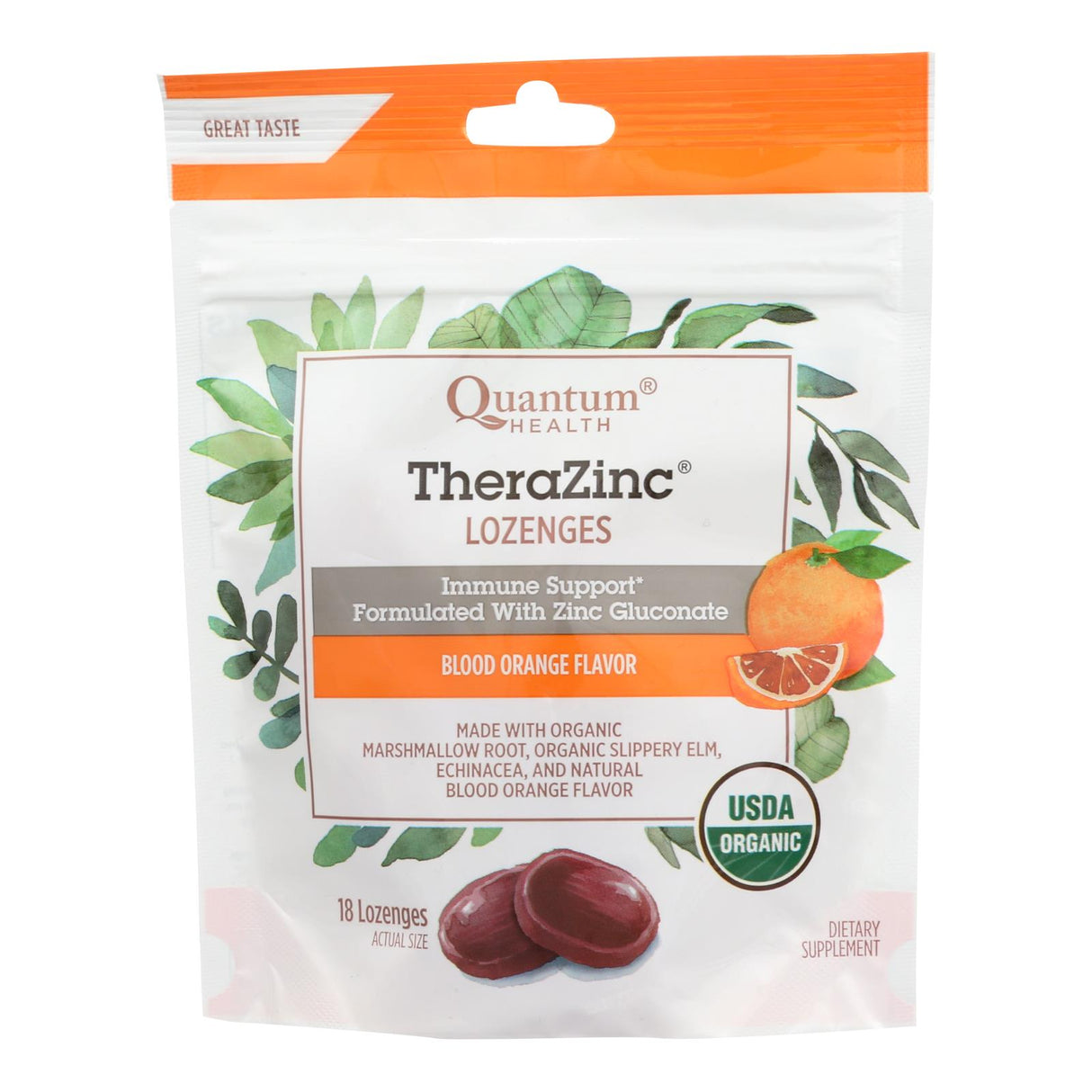 Quantum Research Thera-Zinc Lozenges - Blood Orange, Immune Support Supplement - Cozy Farm