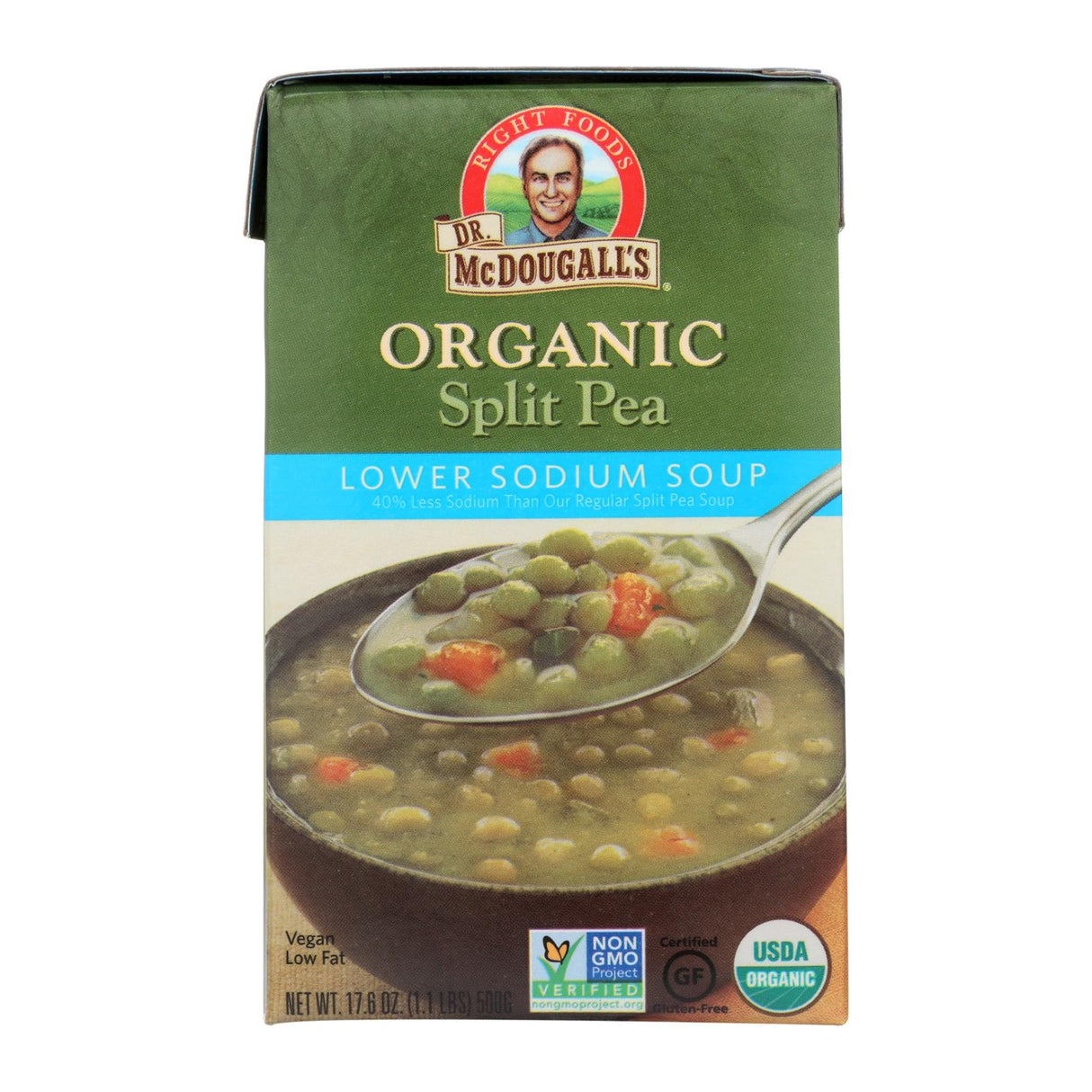 Dr. McDougall's Organic Low Sodium Split Pea Soup (6 x 17.6 Oz. Cans) - Cozy Farm