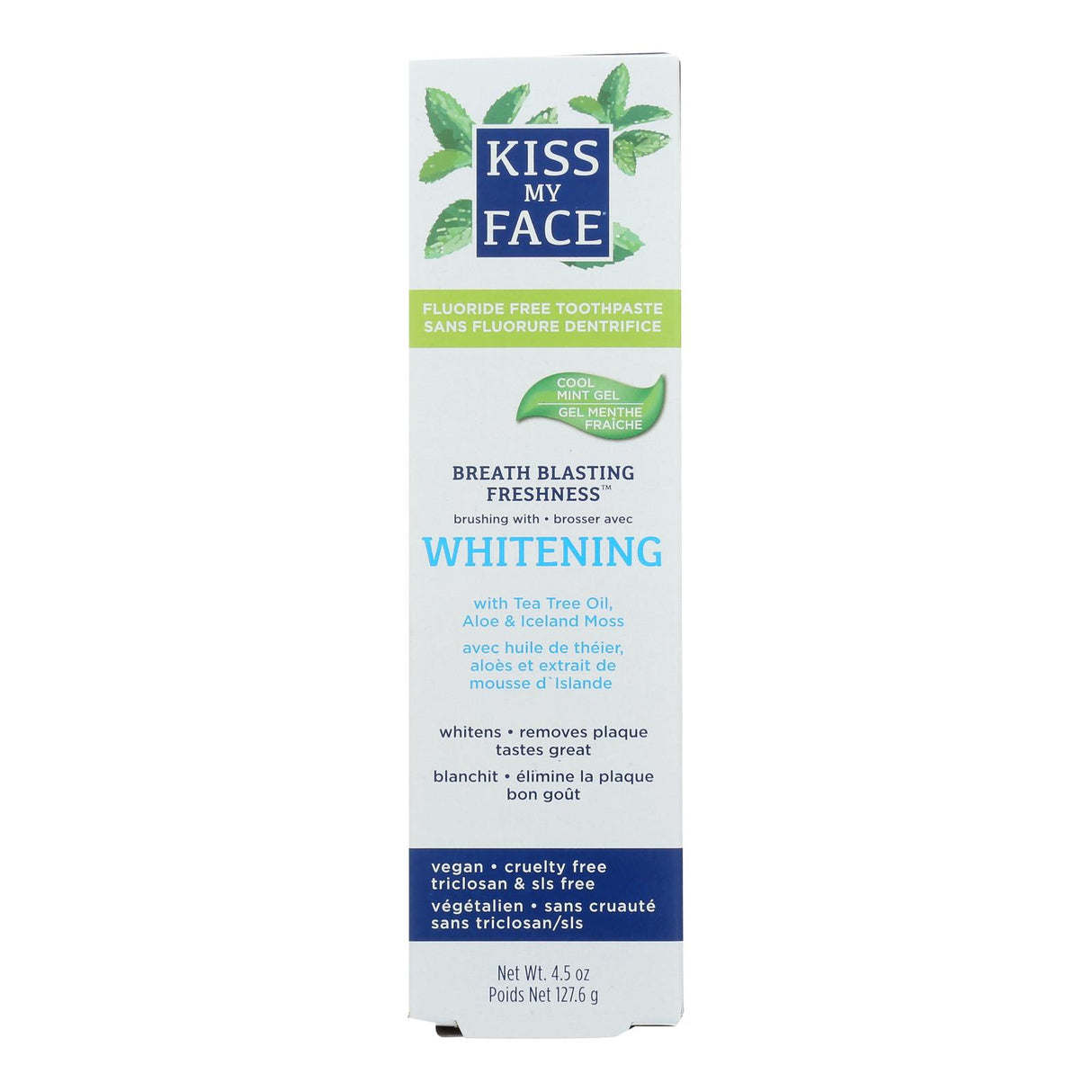 Kiss My Face Fluoride-Free Whitening Gel Toothpaste (4.5 Oz.) - Cozy Farm