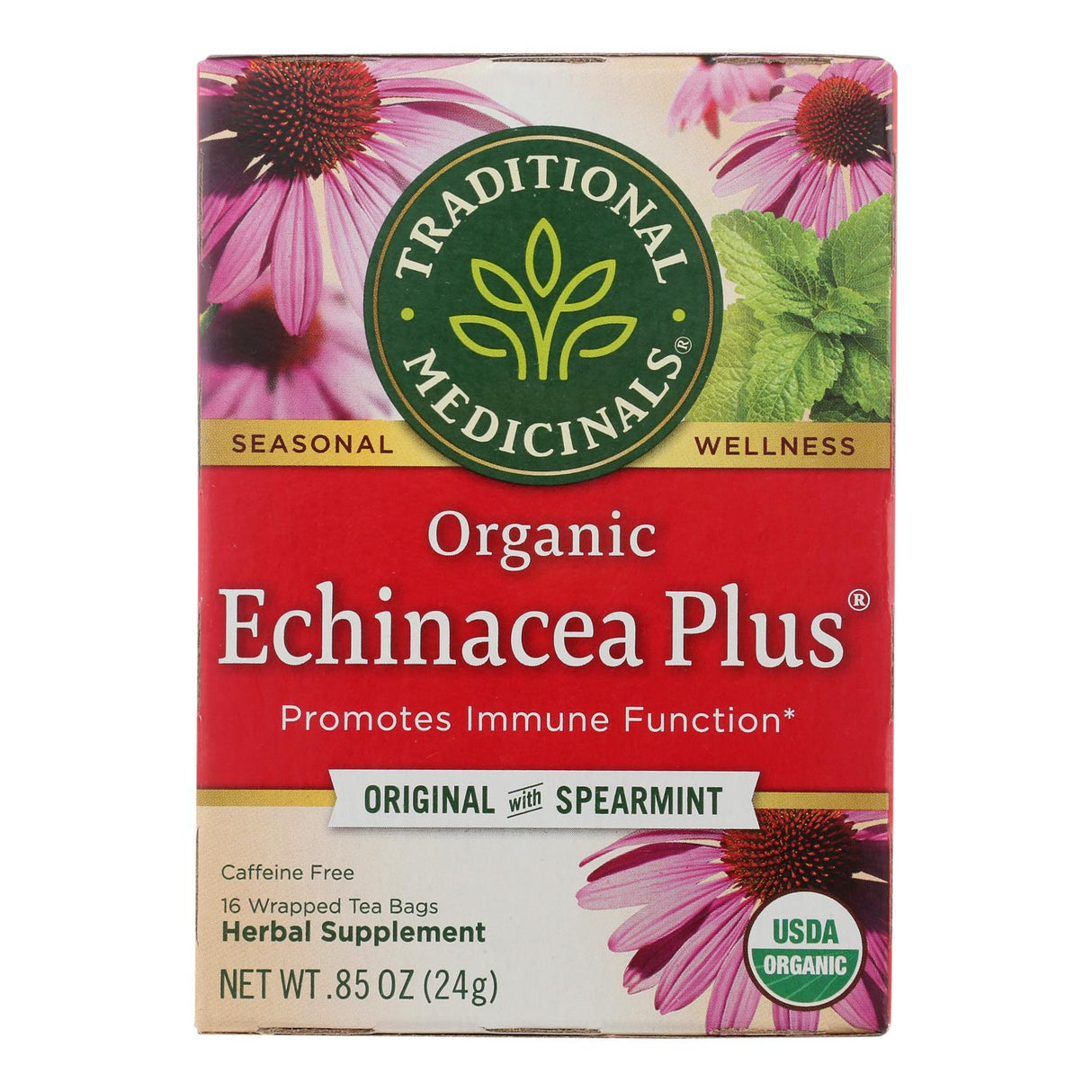 Traditional Medicinals Organic Echinacea Plus Herbal Tea (Pack of 6 - 16 Tea Bags) - Cozy Farm