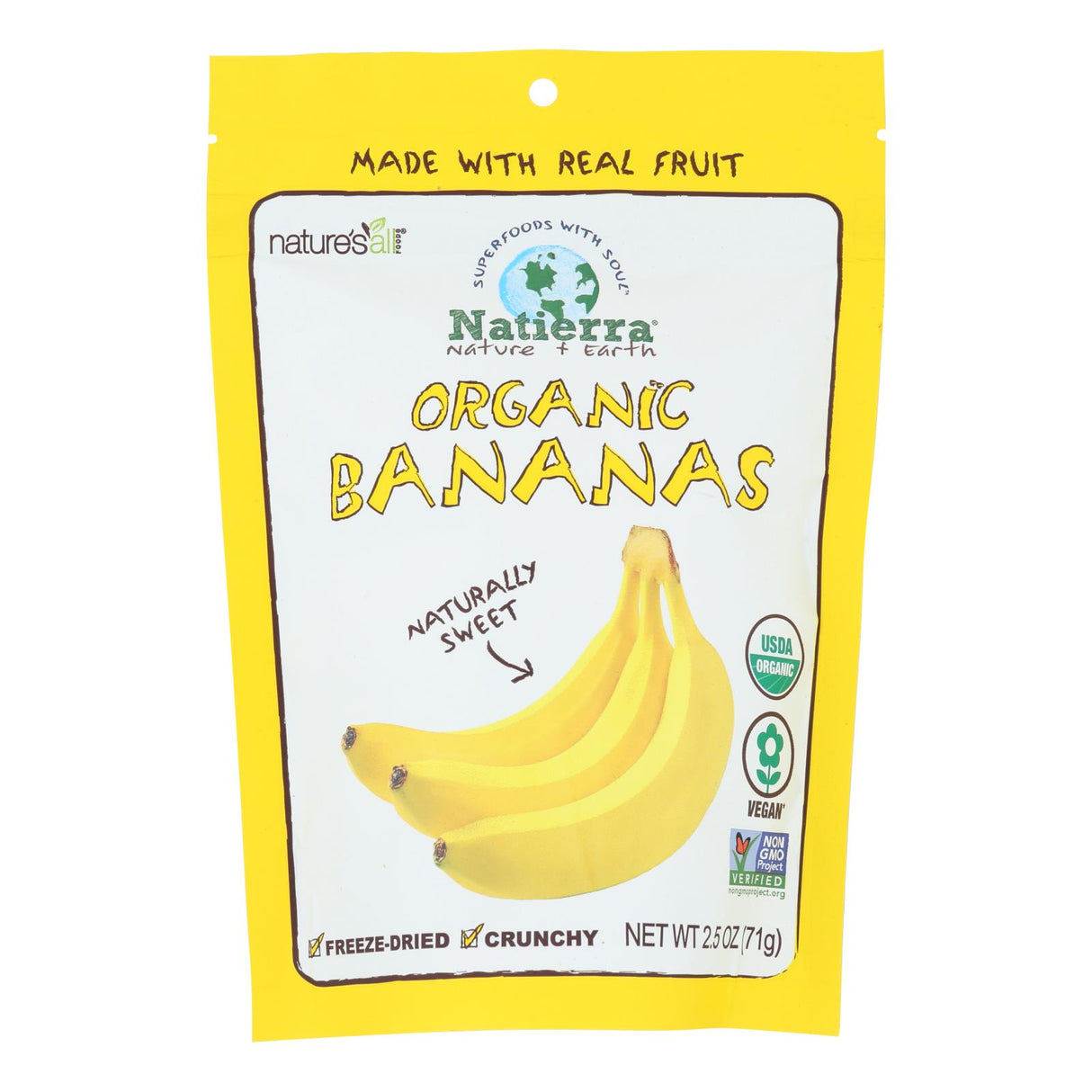 Natierra Organic Freeze-Dried Raw Banana, 2.5 Oz (Pack of 12) - Cozy Farm