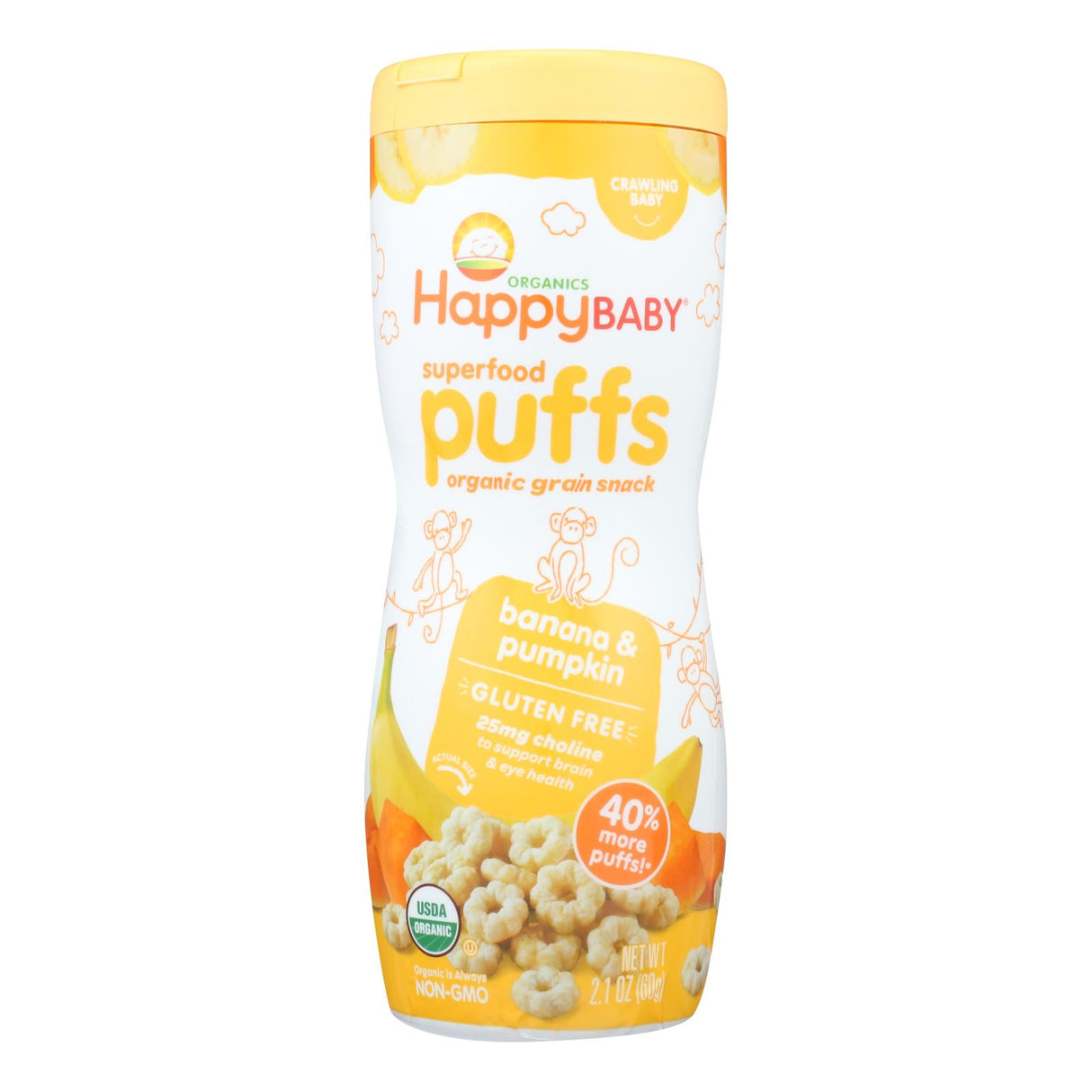 Happy Baby Organic Banana Puffs (Pack of 6 - 2.1 Oz) - Cozy Farm