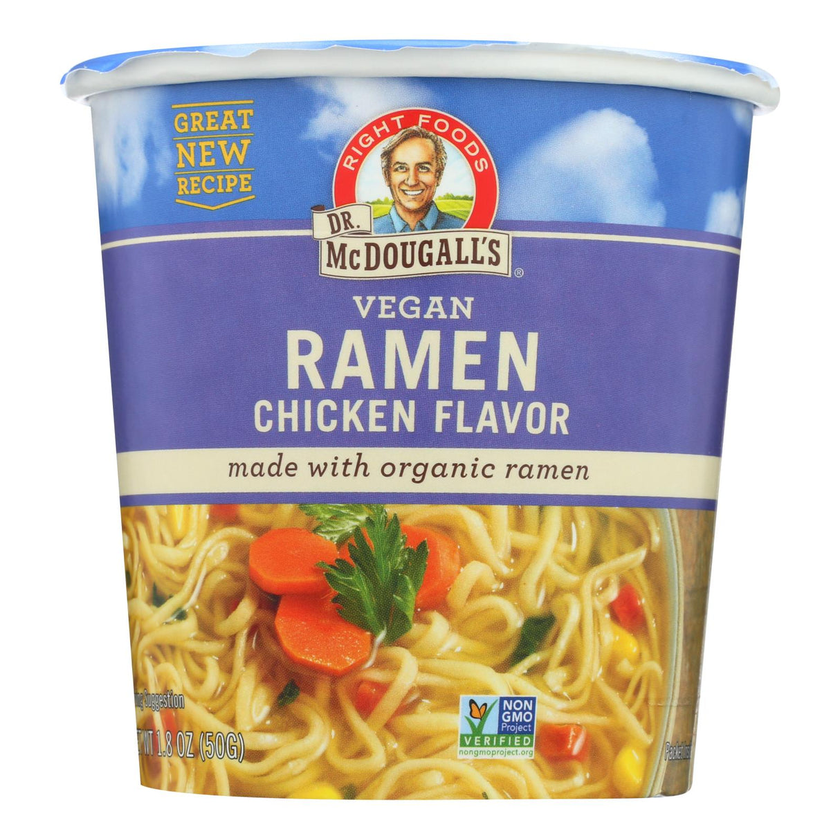 Dr. McDougall's Vegan Ramen Soup: Chicken Flavor Big Cups (Pack of 6) - 1.8 Oz. Each - Cozy Farm