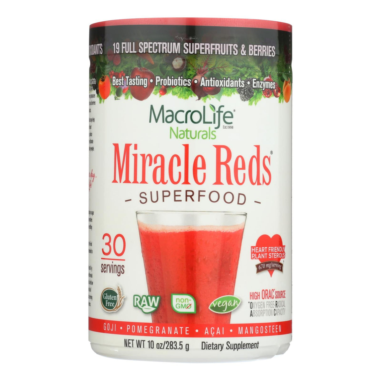 Macrolife Naturals Miracle Reds Berry Powder Extract Supplement (10 Oz.) - Cozy Farm