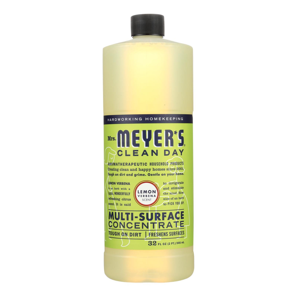 Mrs. Meyer's Clean Day Lemon Verbena Multi-Surface Cleaner Concentrate, 32 Fl Oz, Pack of 6 - Cozy Farm