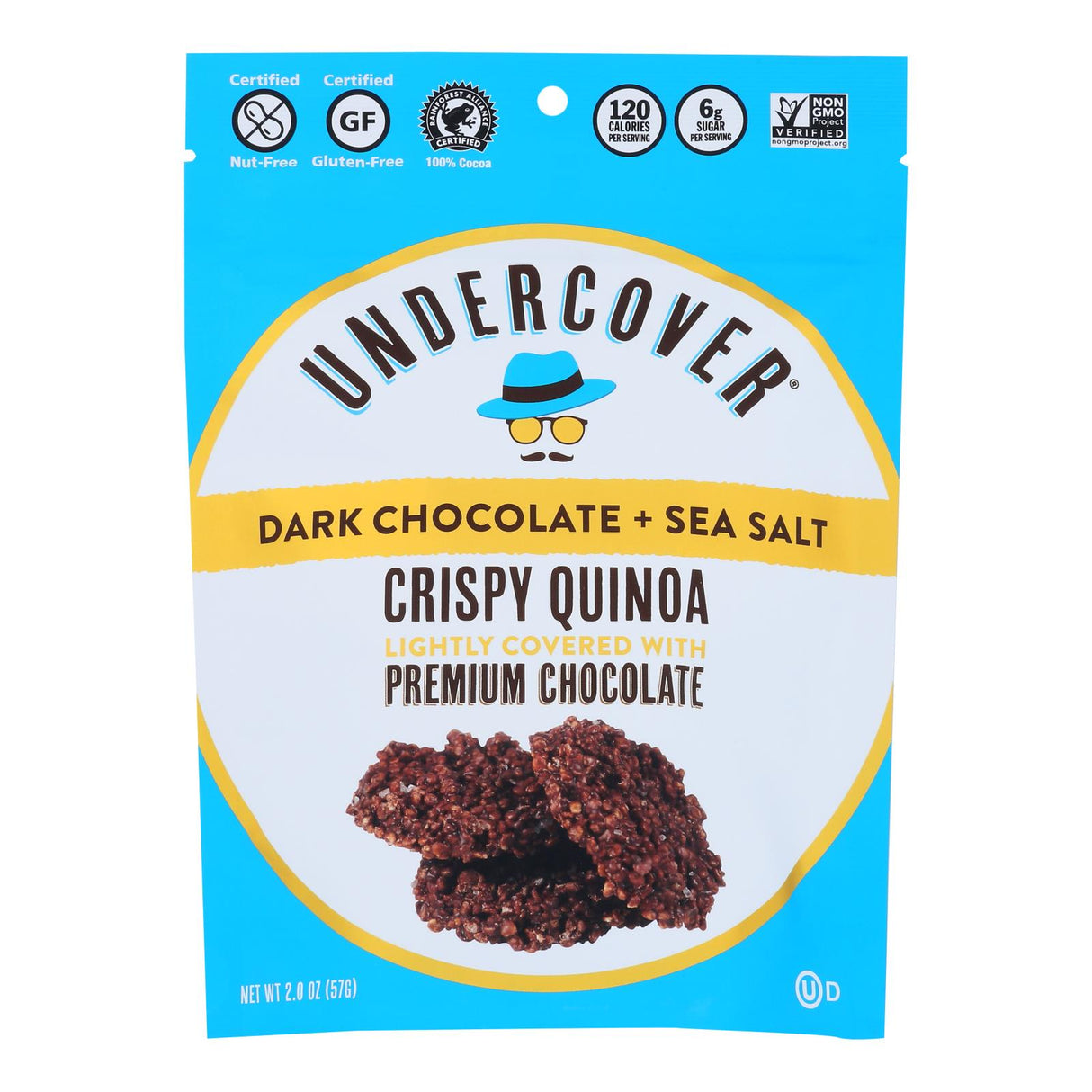 Undercover Quinoa Dark Chocolate + Sea Salt Crispy Quinoa Snack (Pack of 12 - 2 Oz.) - Cozy Farm