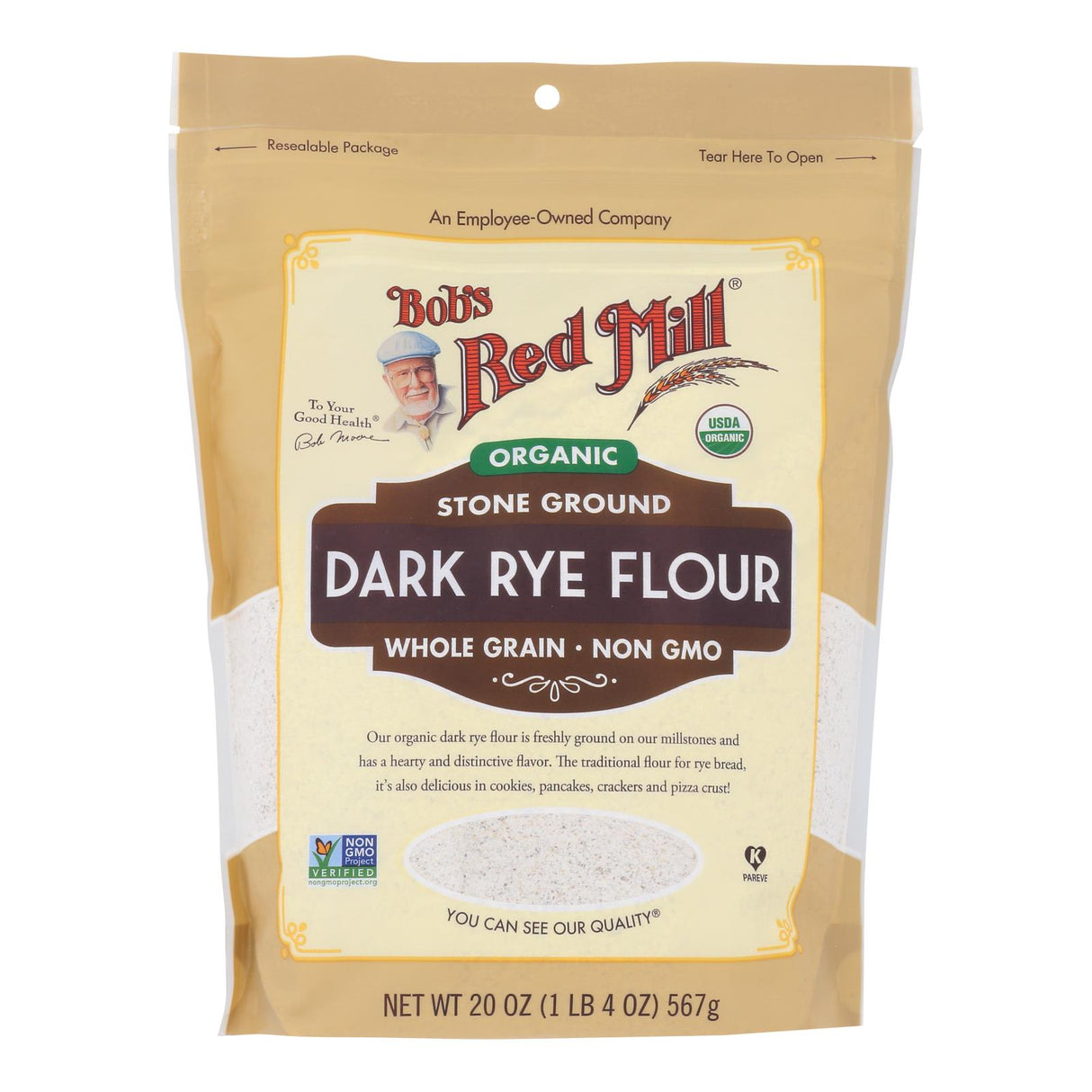 Bob's Red Mill Organic Stone Ground Rye Dark (Pack of 4 - 20 Oz.) - Cozy Farm
