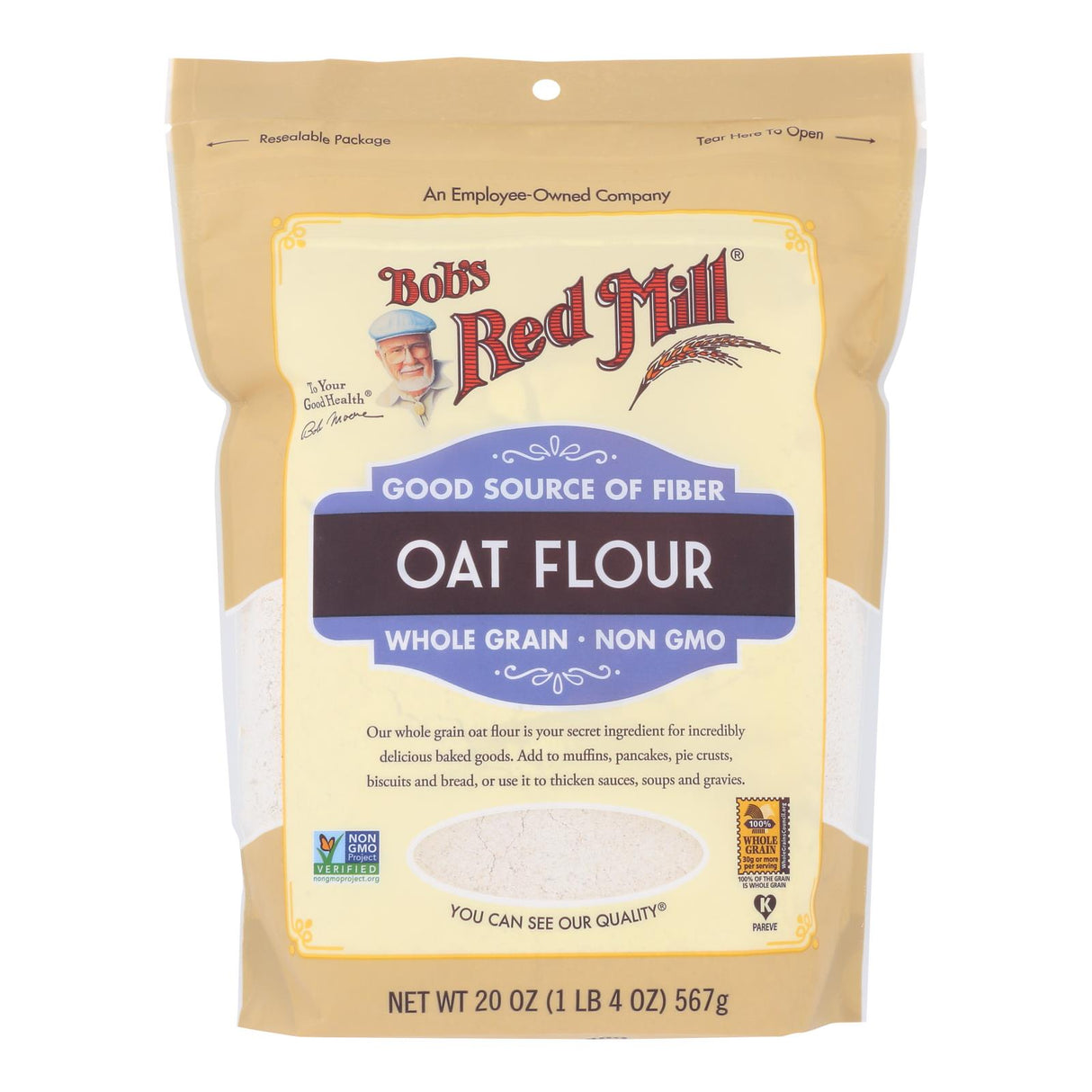 Bob's Red Mill Whole Grain Oat Flour, 4 Pack of 20 Oz. Bags - Gluten-Free, Baking - Cozy Farm