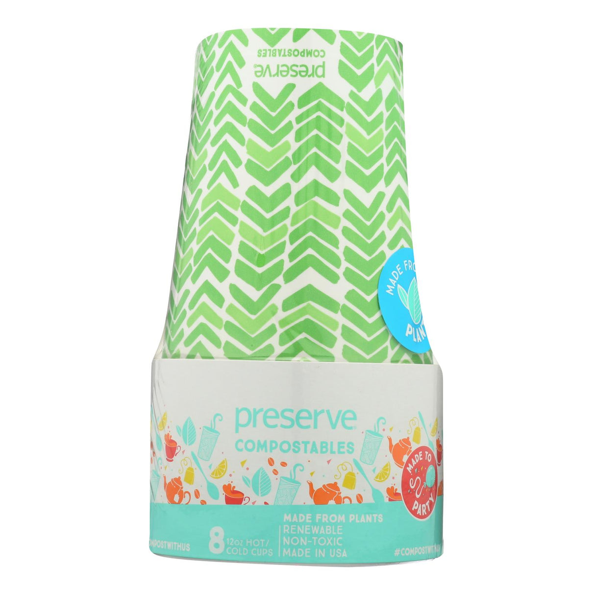 Preserve Cups Hot Compo Green (Pack of 12, 8 Ct.) - Cozy Farm