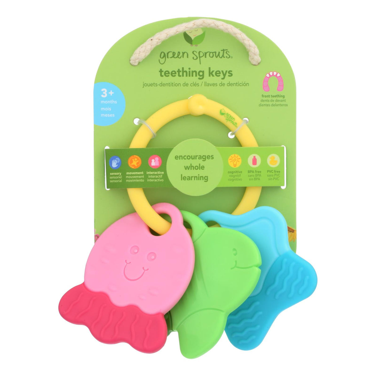Green Sprouts Silicone Teething Keys for Babies, 3 Months+ - Cozy Farm