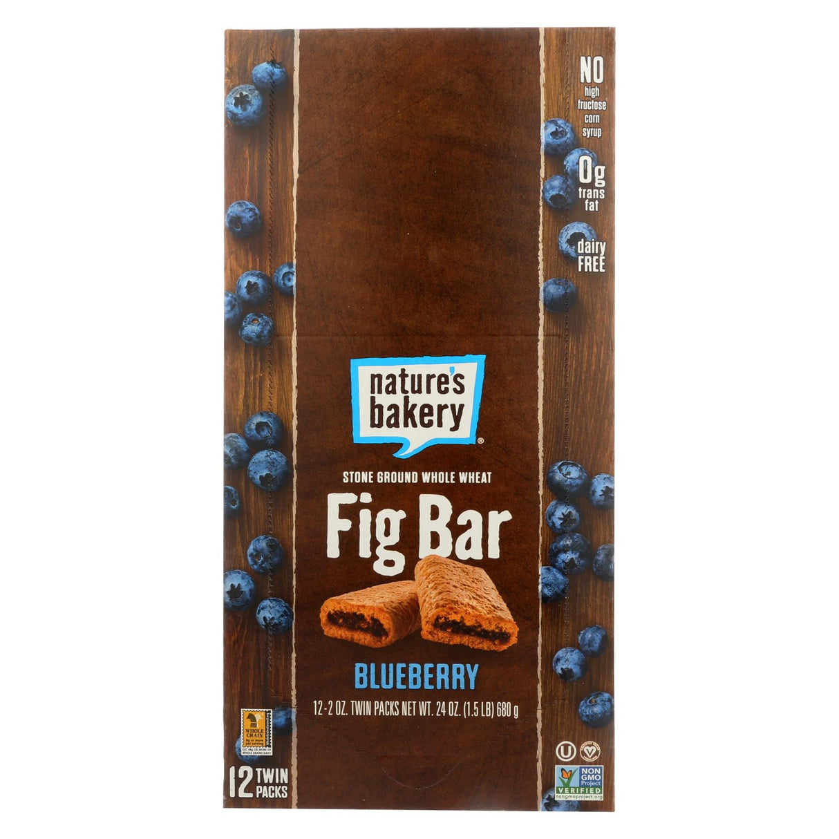 Nature's Bakery Blueberry Stone Ground Whole Wheat Fig Bars - 2 Ounce Pack of 12 - Cozy Farm