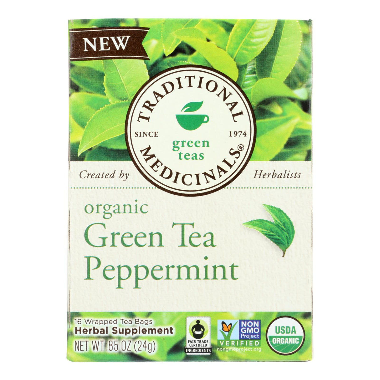Traditional Medicinals Peppermint Green Tea, 0.85 Oz (Pack of 6) - Cozy Farm