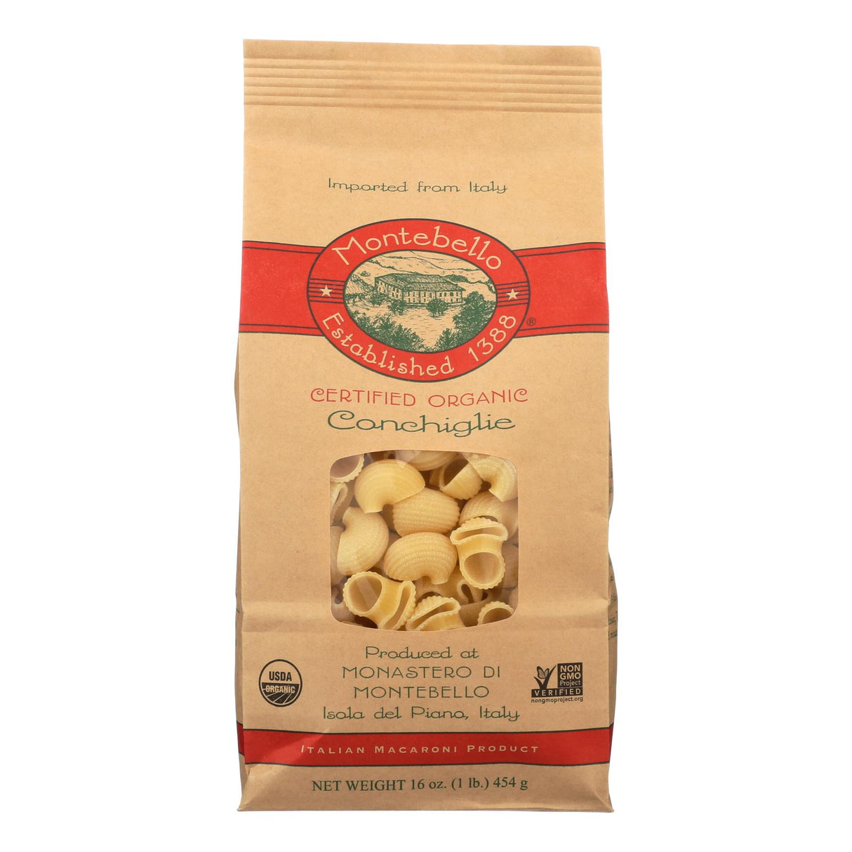 Organic Montebello Conchiglia Pasta (12 - 1 lb. Pack) - Cozy Farm