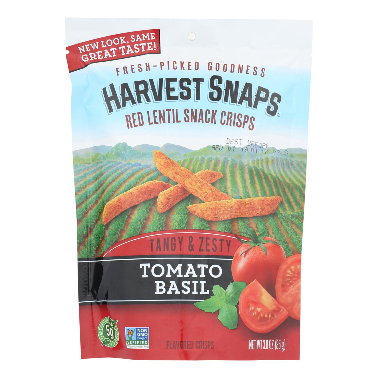 Calbee Snapea Crisp Lentil Snaps | Tomato Basil | Pack of 12 | 3 Oz. - Cozy Farm