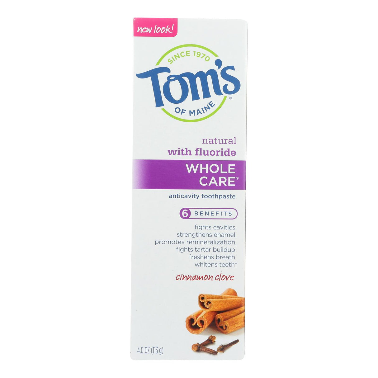 Tom's of Maine Whole Care Cinnamon Clove Toothpaste (Pack of 6 - 4 Oz.) - Cozy Farm